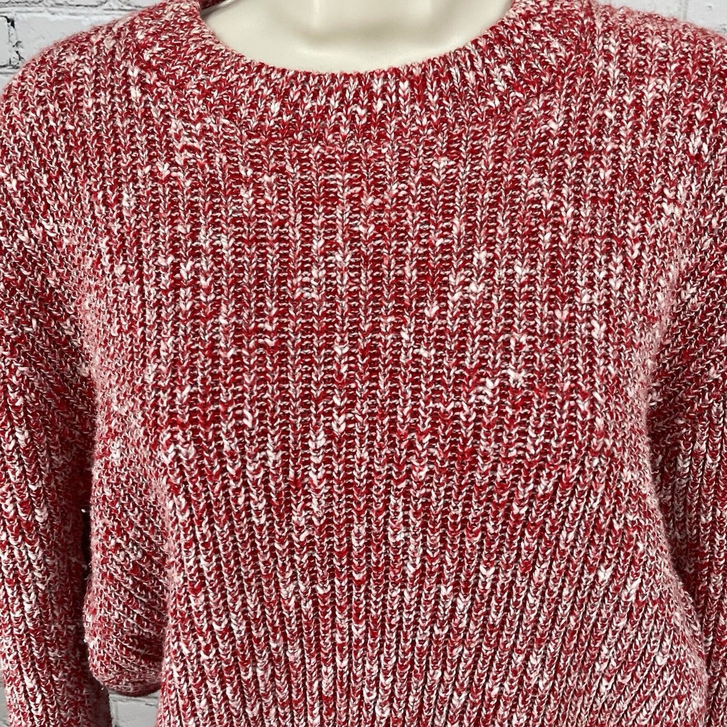 VTG Bel Ami Red Speckled Chunky Knit Sweater Long Sleeve USA Made Size Medium M