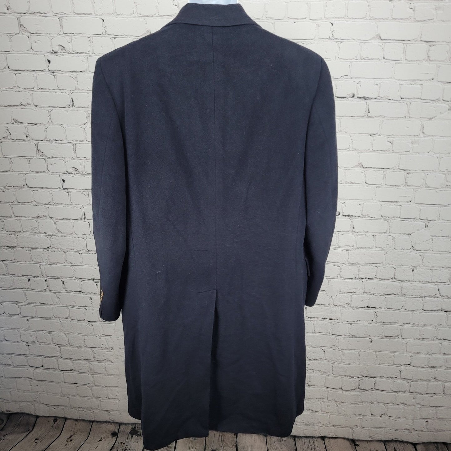 VTG Nino Cerruti Society Brand Navy 100% Cashmere Button Lined Over Coat USA XL