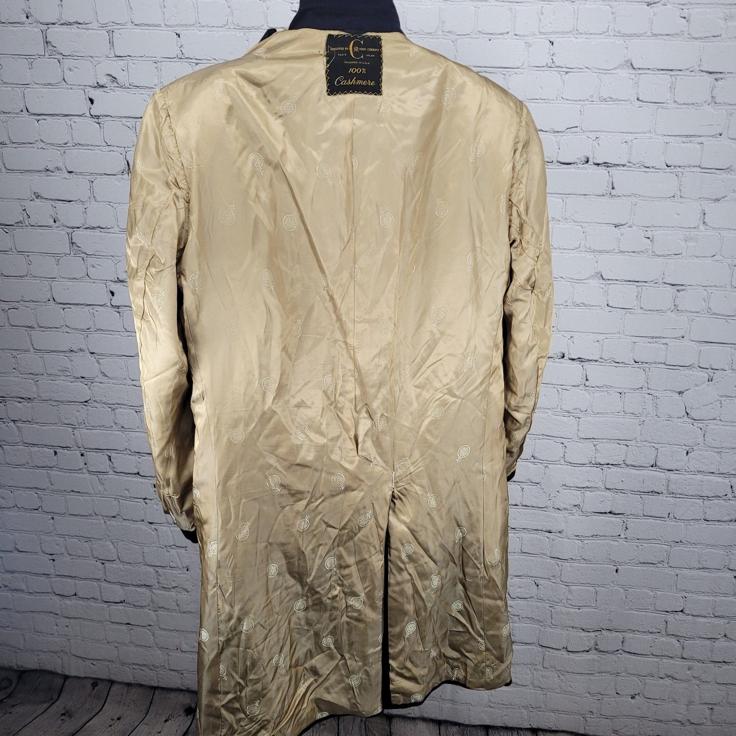 VTG Nino Cerruti Society Brand Navy 100% Cashmere Button Lined Over Coat USA XL