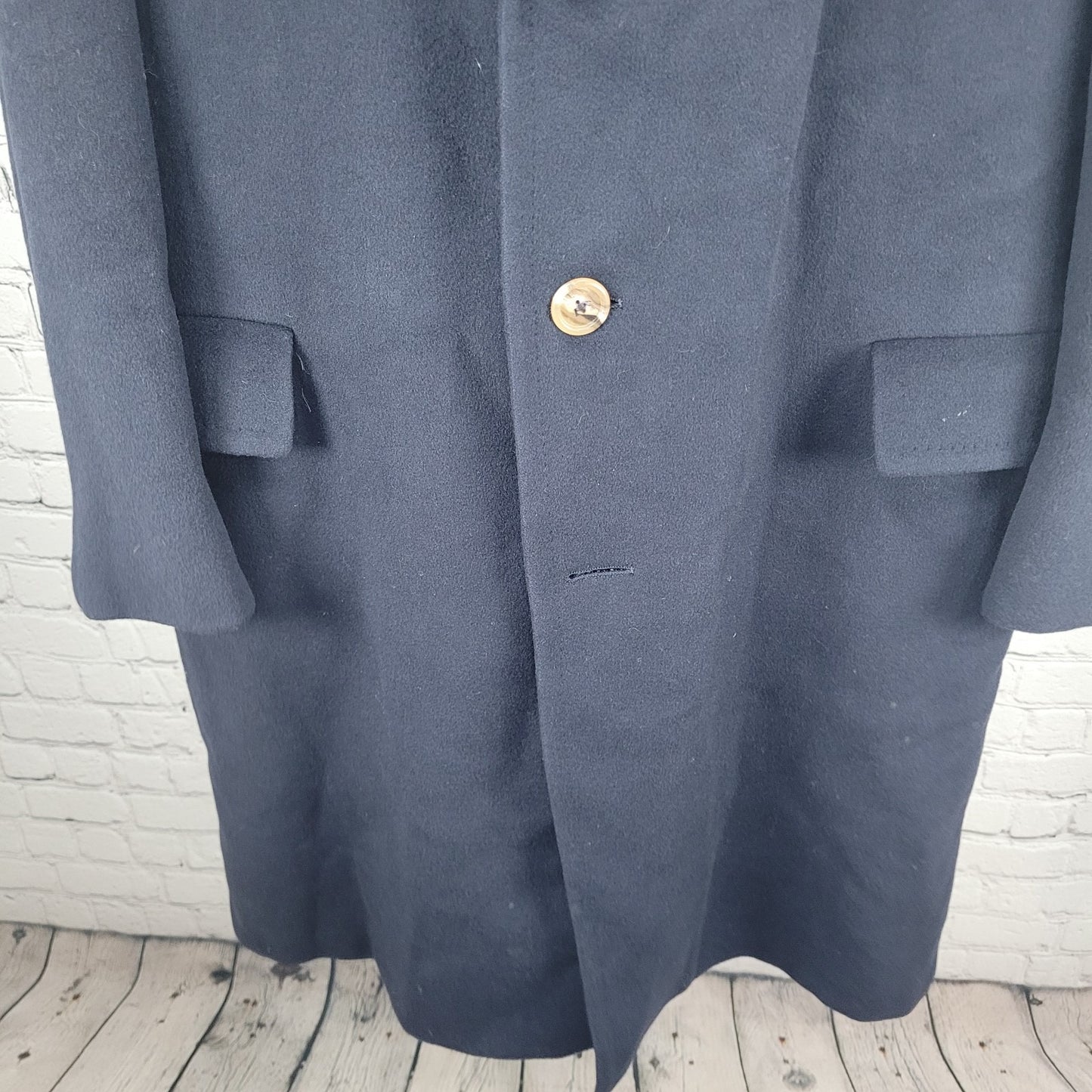 VTG Nino Cerruti Society Brand Navy 100% Cashmere Button Lined Over Coat USA XL