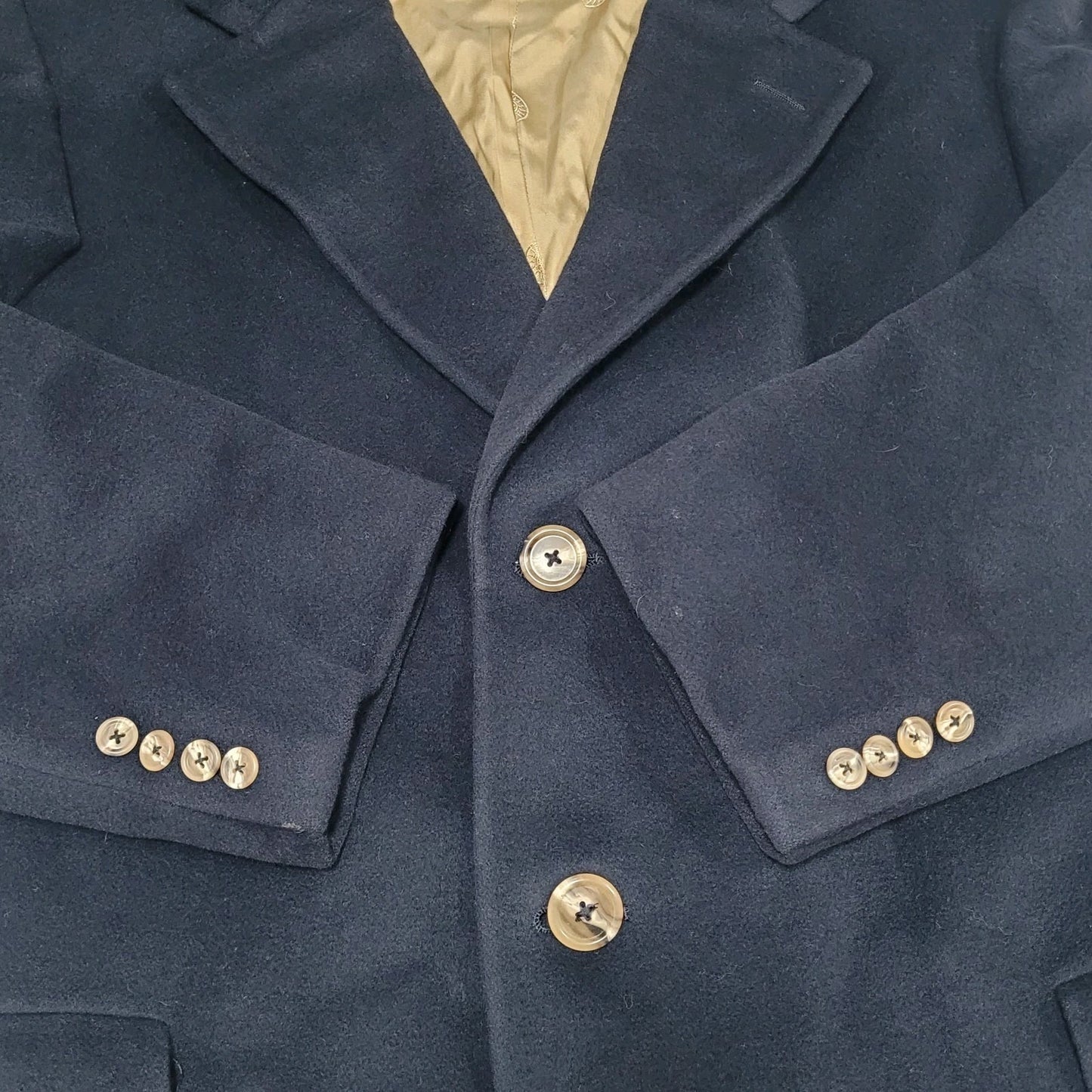 VTG Nino Cerruti Society Brand Navy 100% Cashmere Button Lined Over Coat USA XL