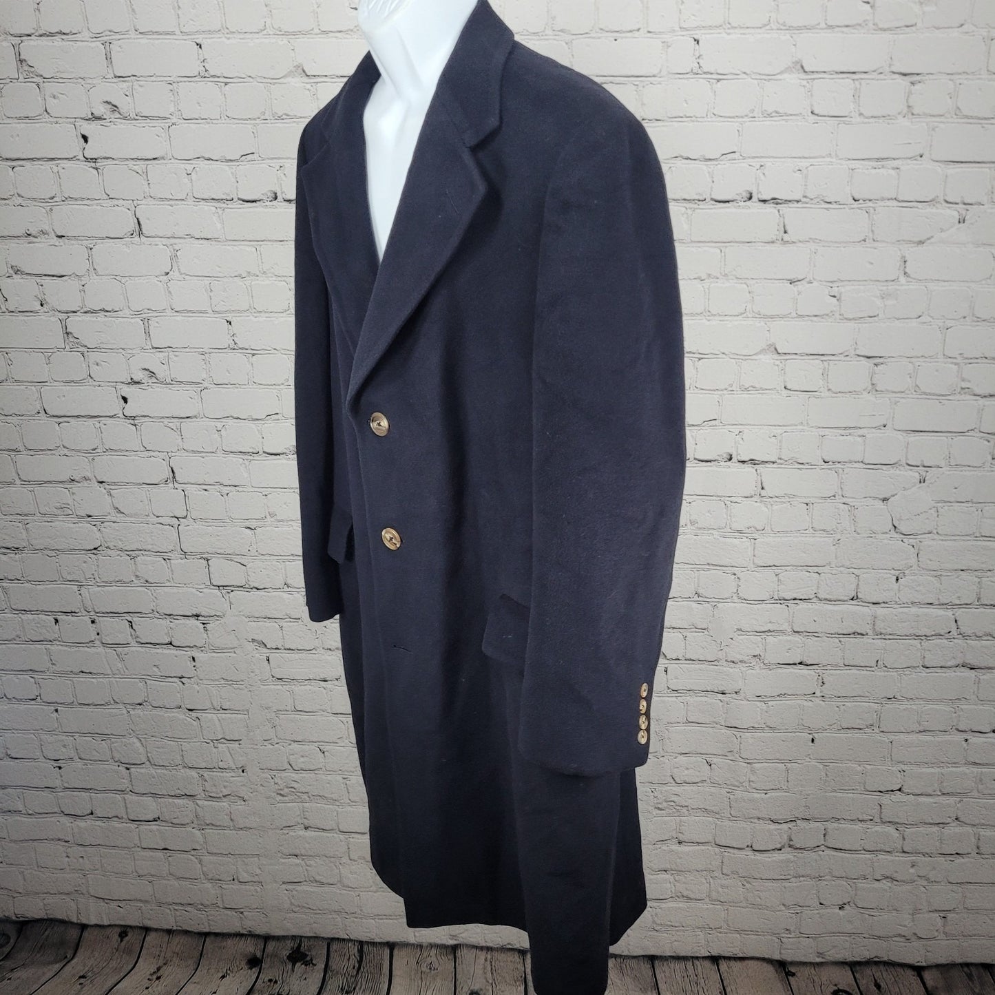 VTG Nino Cerruti Society Brand Navy 100% Cashmere Button Lined Over Coat USA XL
