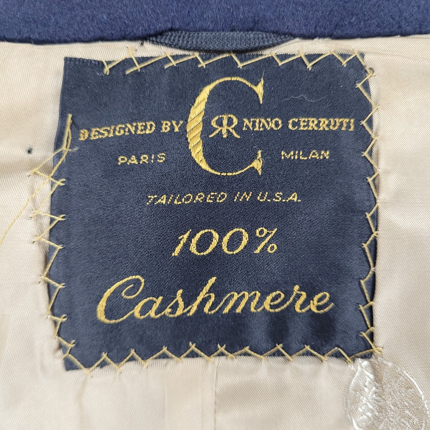 VTG Nino Cerruti Society Brand Navy 100% Cashmere Button Lined Over Coat USA XL