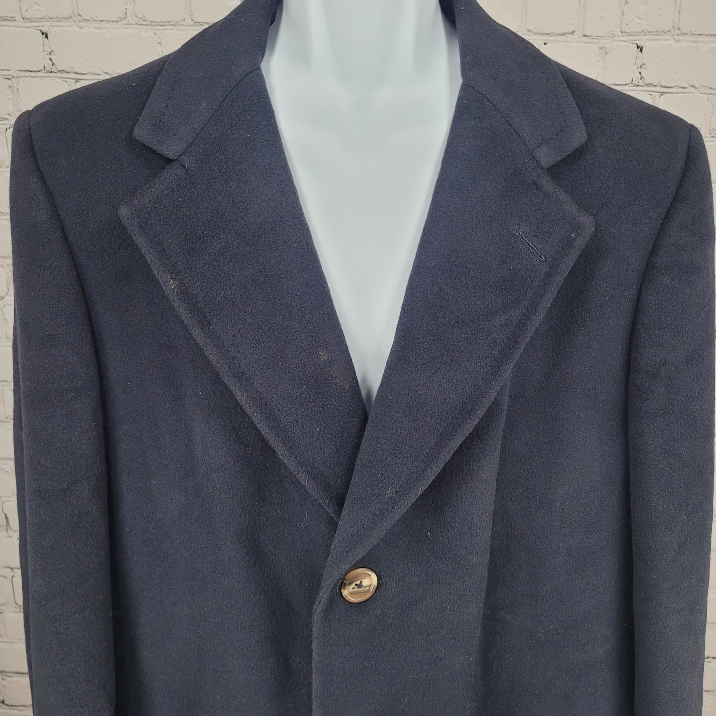 VTG Nino Cerruti Society Brand Navy 100% Cashmere Button Lined Over Coat USA XL