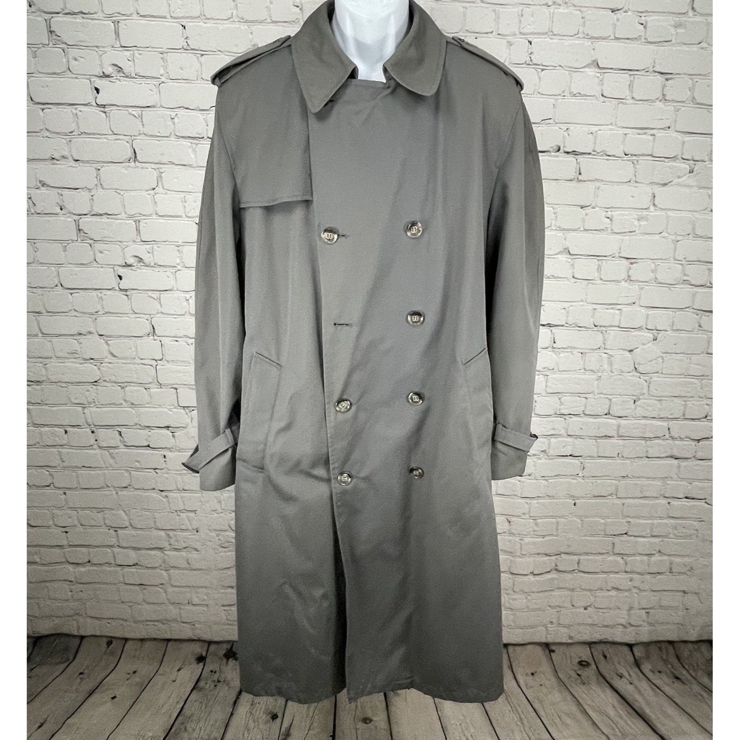 Stafford Grey Buttoned Removable Insulated Liner Trench Rain Coat Size 44L