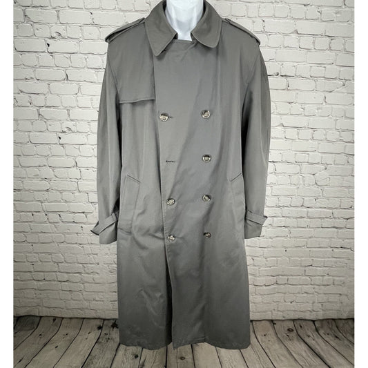 Stafford Grey Buttoned Removable Insulated Liner Trench Rain Coat Size 44L