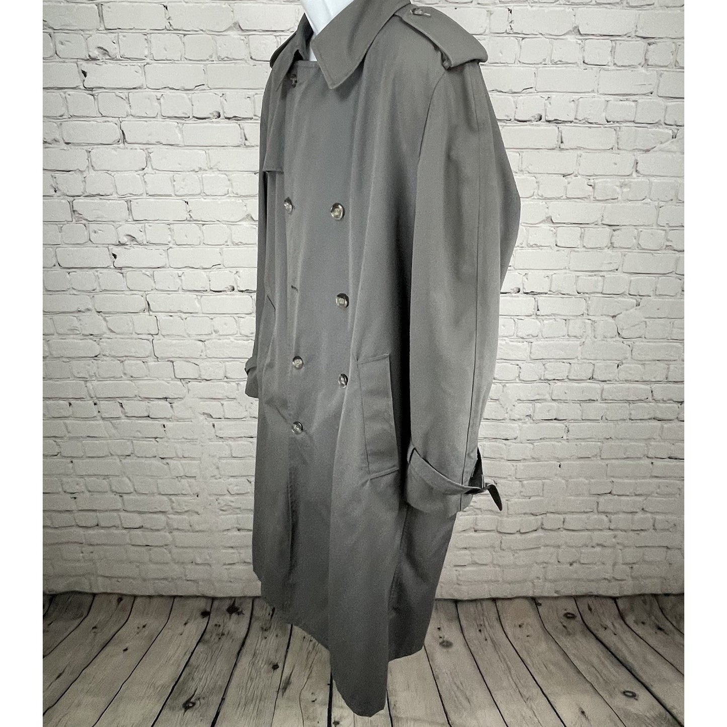 Stafford Grey Buttoned Removable Insulated Liner Trench Rain Coat Size 44L