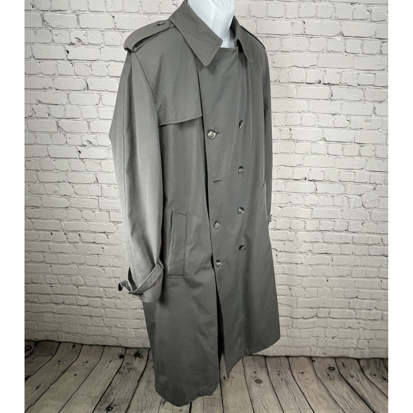 Stafford Grey Buttoned Removable Insulated Liner Trench Rain Coat Size 44L