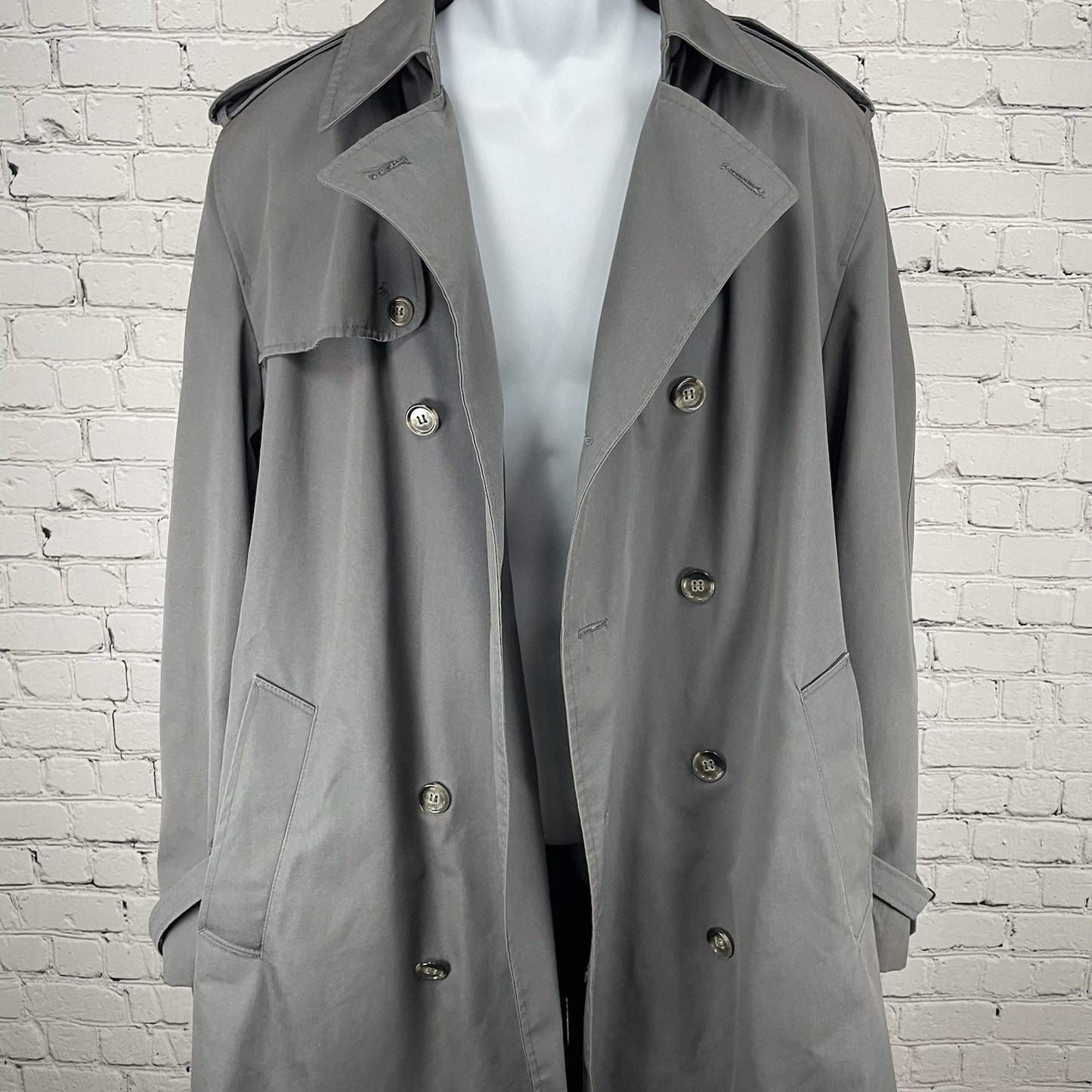 Stafford Grey Buttoned Removable Insulated Liner Trench Rain Coat Size 44L