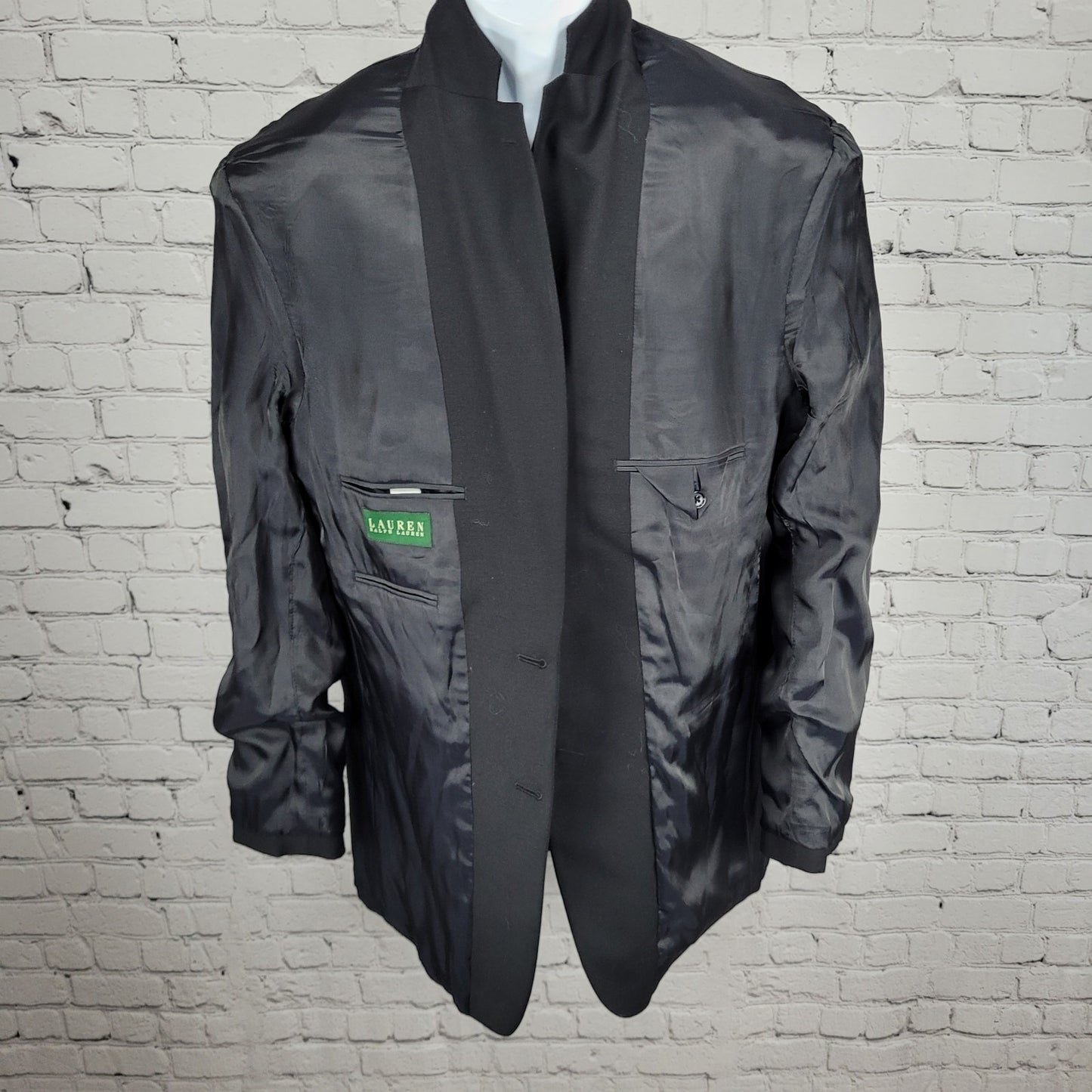Lauren Ralph Lauren Black 100% Wool 2 Button Notch Vented Blazer Sport Coat 41L