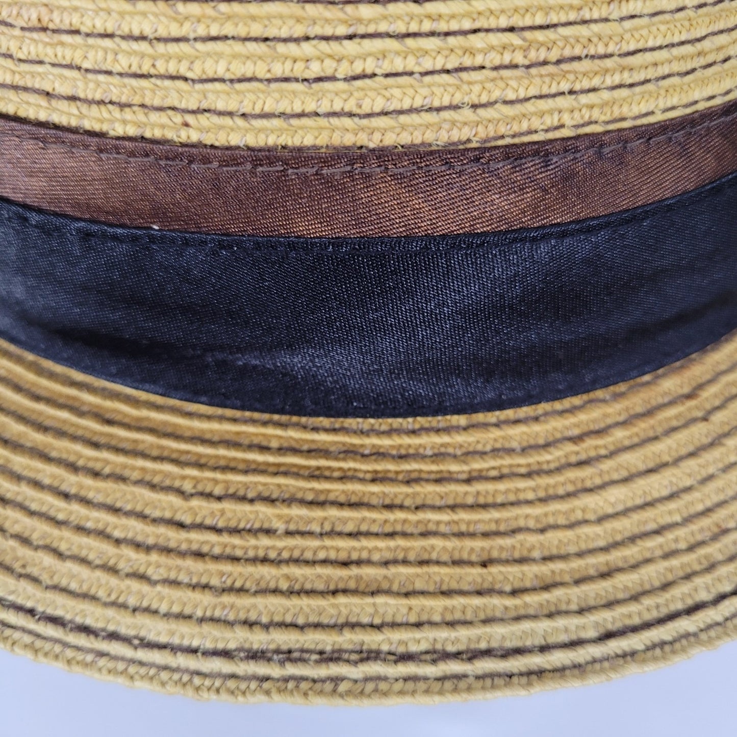 Dorfman Pacific Co Tan 100% Paper Handmade Black Brown Band Fedora Hat Medium M