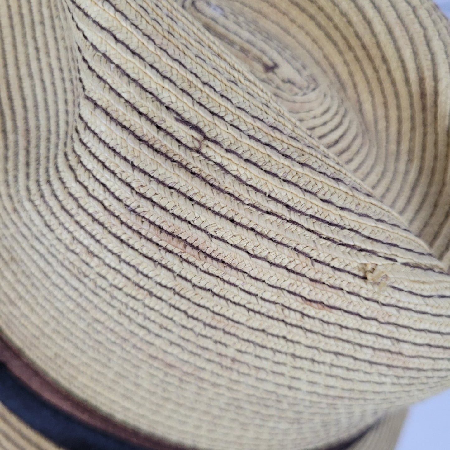 Dorfman Pacific Co Tan 100% Paper Handmade Black Brown Band Fedora Hat Medium M