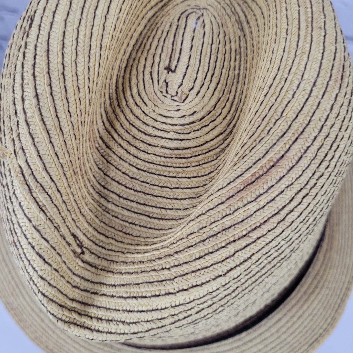Dorfman Pacific Co Tan 100% Paper Handmade Black Brown Band Fedora Hat Medium M