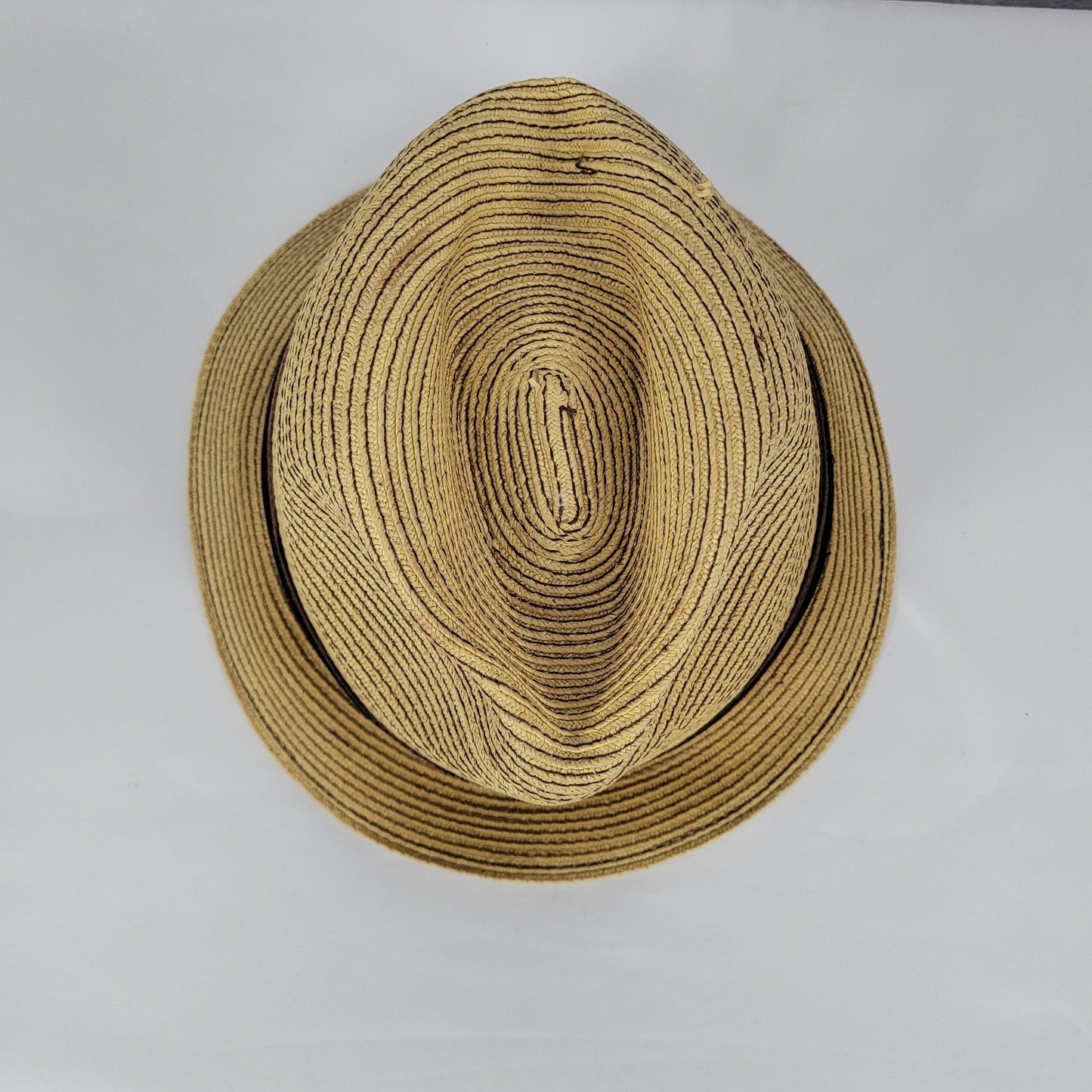 Dorfman Pacific Co Tan 100% Paper Handmade Black Brown Band Fedora Hat Medium M