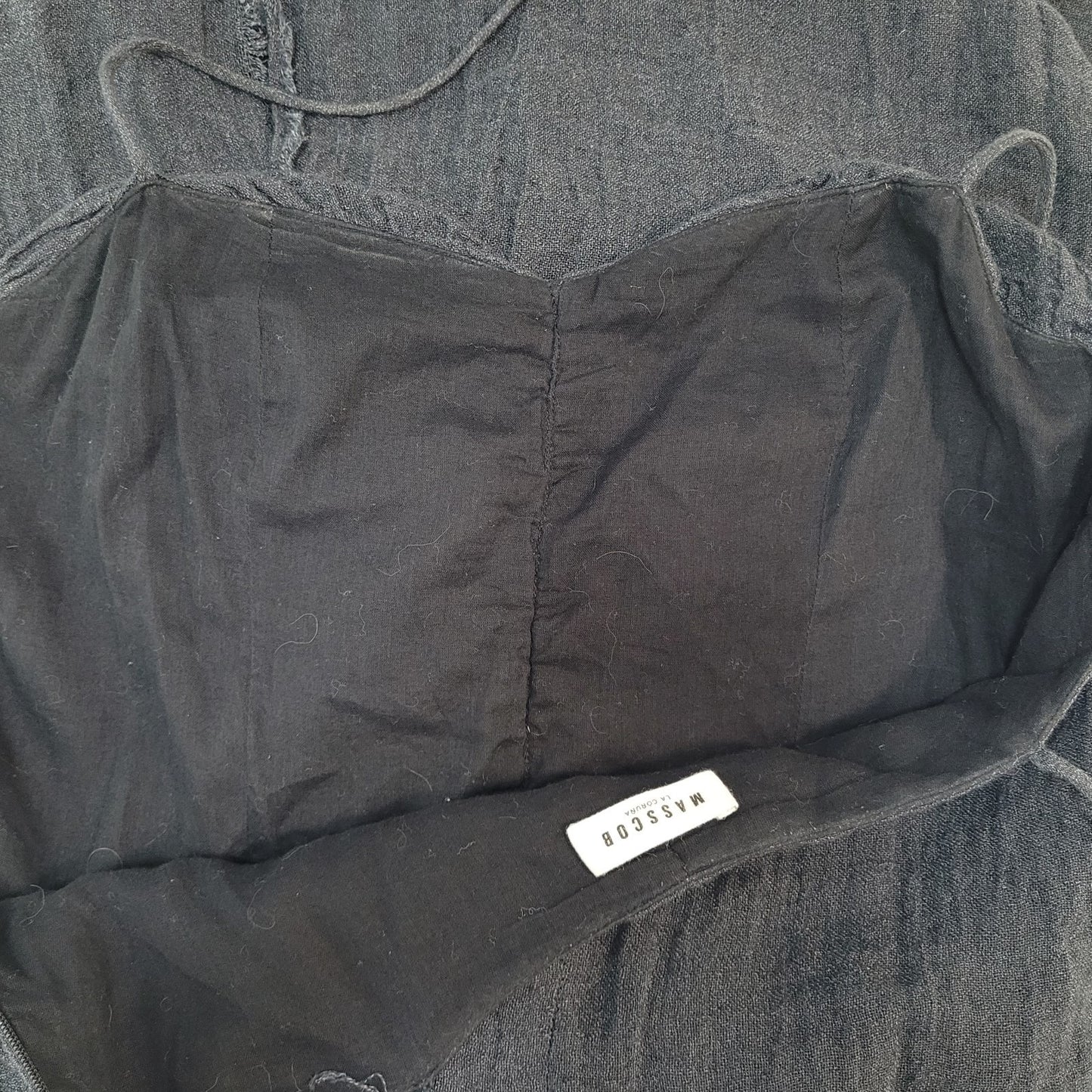 MASSCOB Grey Linen Strappy Ruched Cotton Lined Dress Spain Made Small S *strap