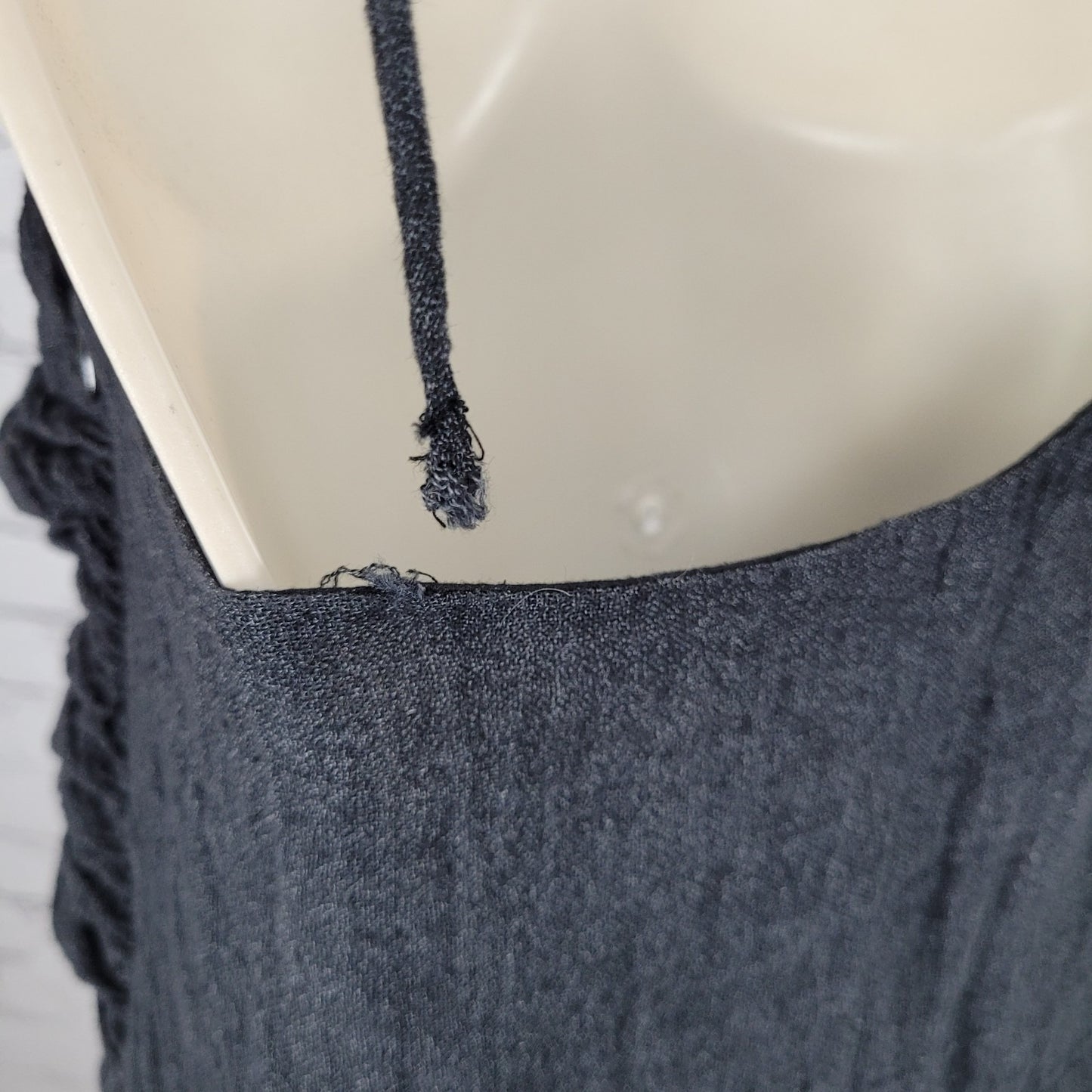 MASSCOB Grey Linen Strappy Ruched Cotton Lined Dress Spain Made Small S *strap