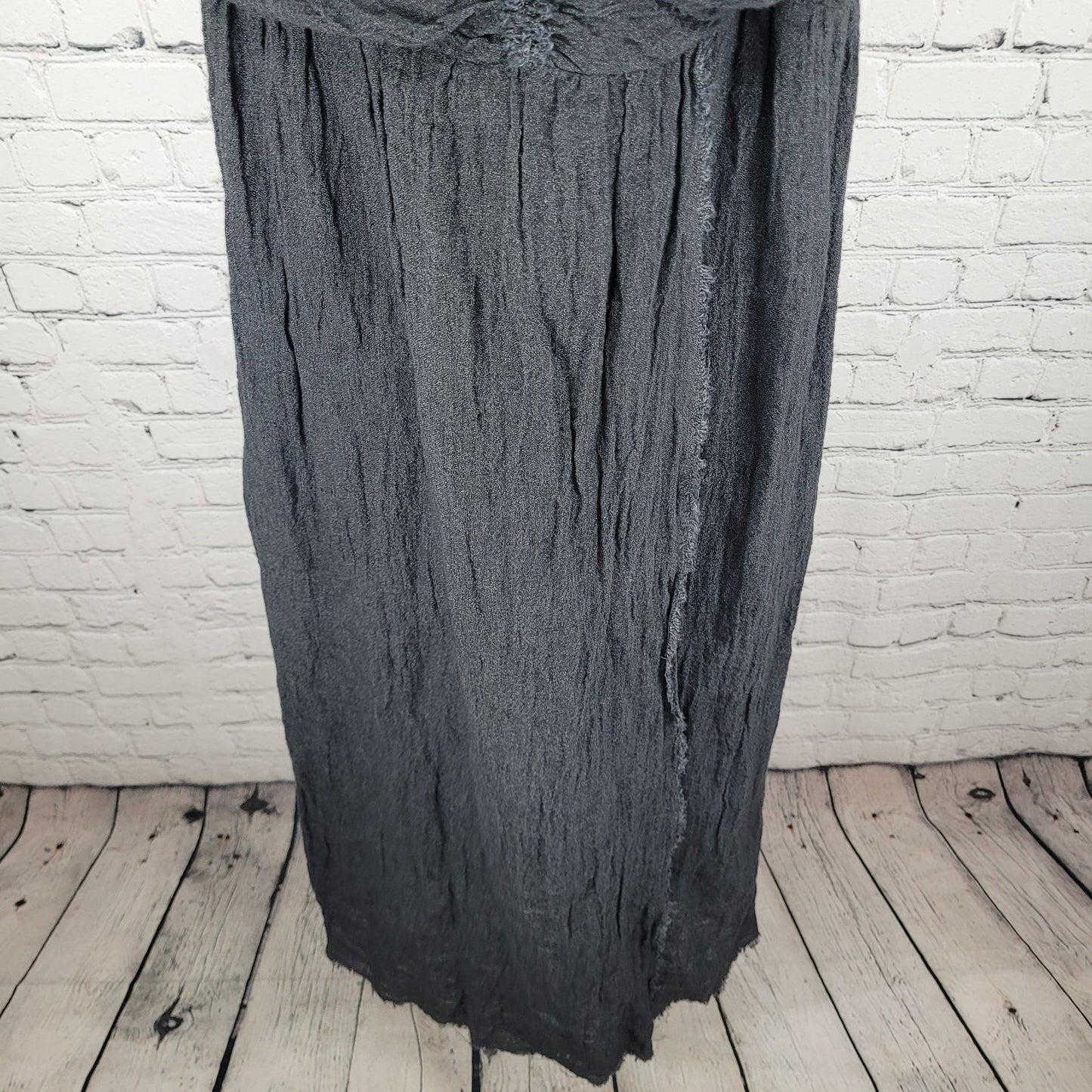 MASSCOB Grey Linen Strappy Ruched Cotton Lined Dress Spain Made Small S *strap