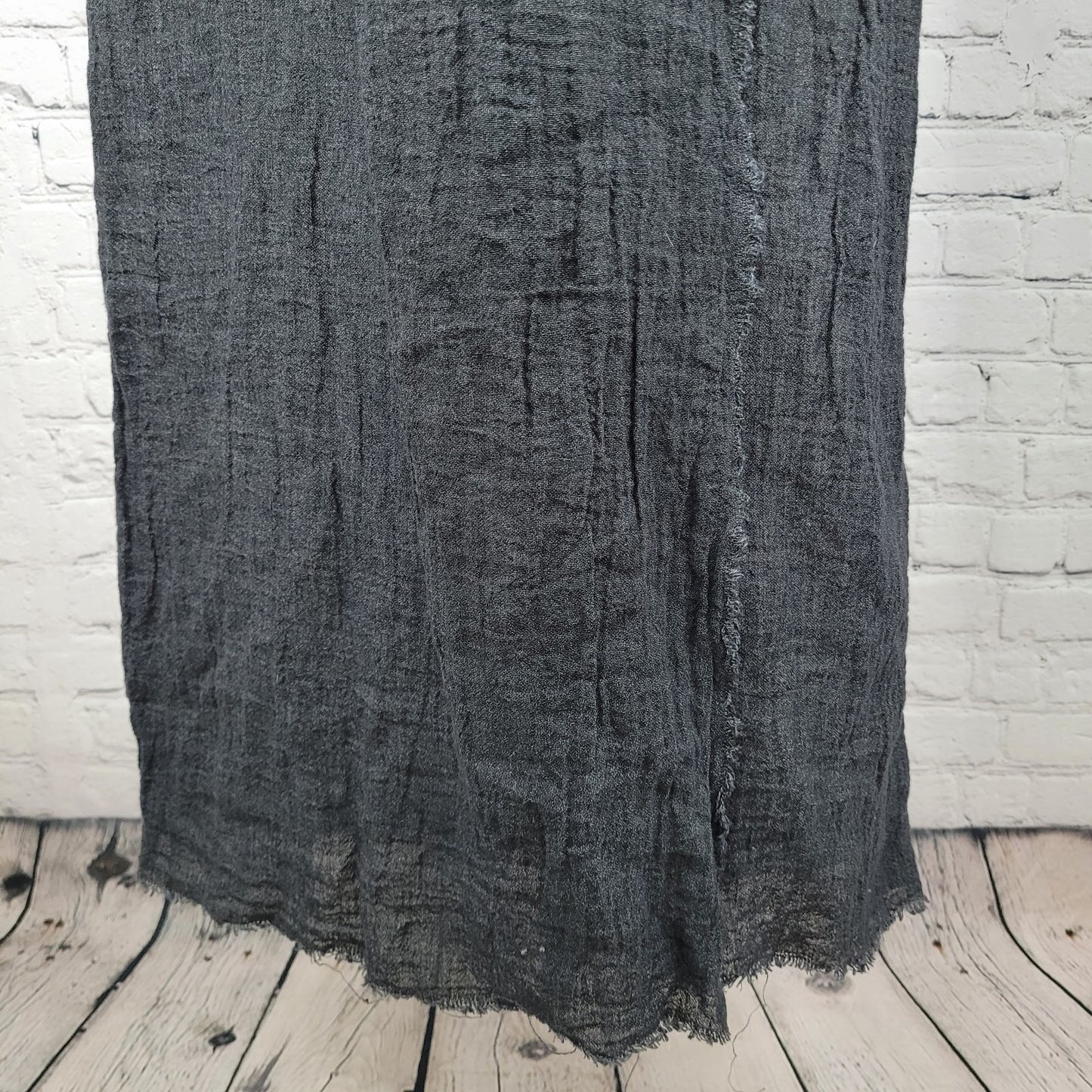 MASSCOB Grey Linen Strappy Ruched Cotton Lined Dress Spain Made Small S *strap