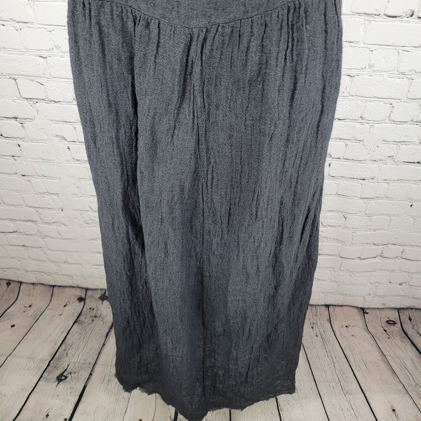 MASSCOB Grey Linen Strappy Ruched Cotton Lined Dress Spain Made Small S *strap