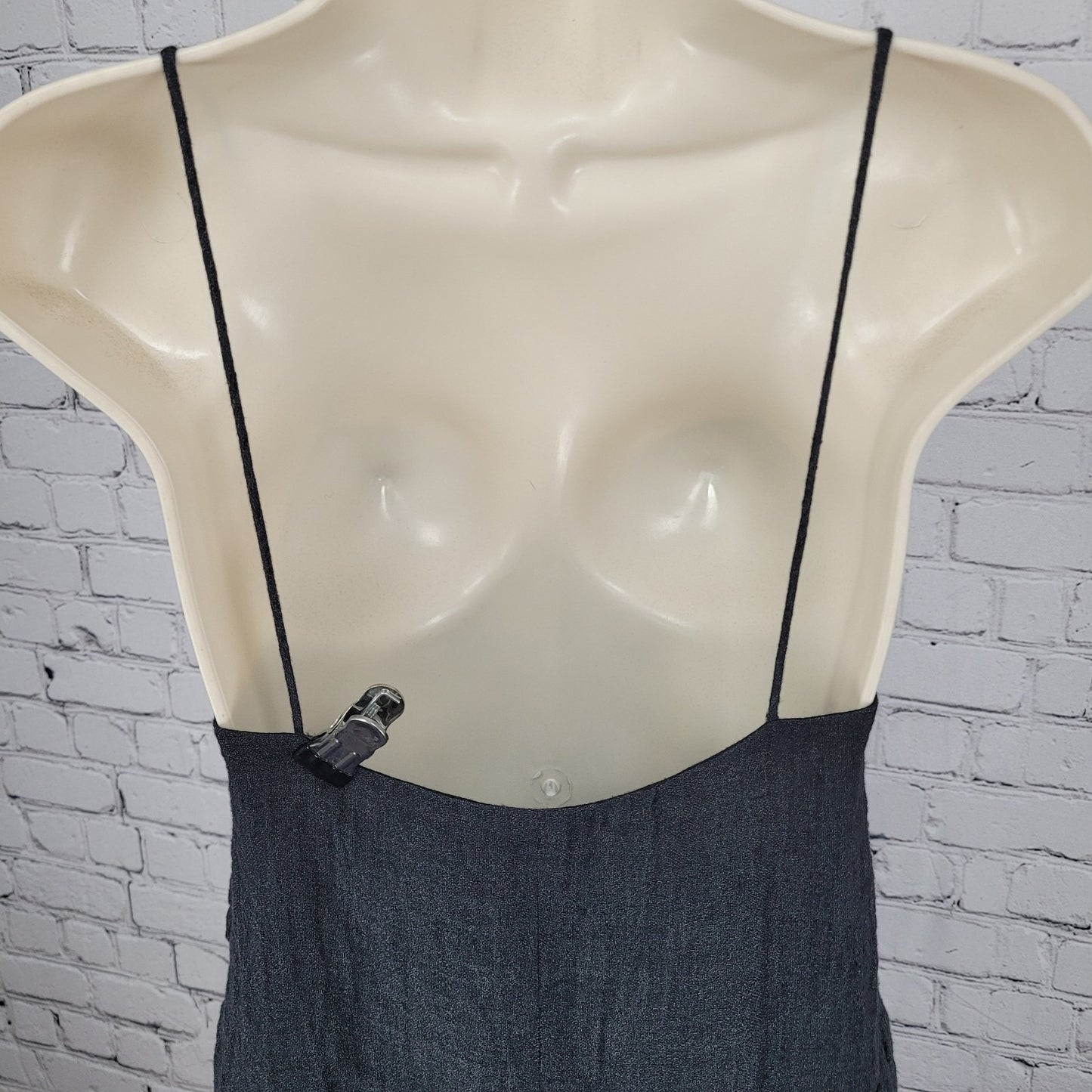 MASSCOB Grey Linen Strappy Ruched Cotton Lined Dress Spain Made Small S *strap