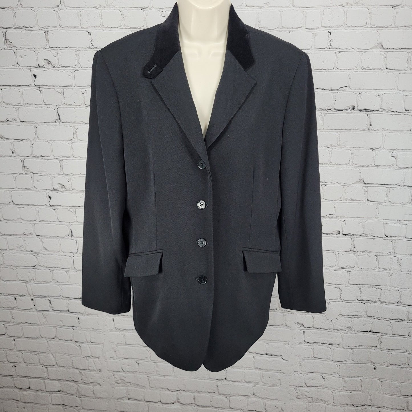 Lauren Ralph Lauren Black Wool Blend Velvet Collar Notch Blazer Suit Jacket 14P