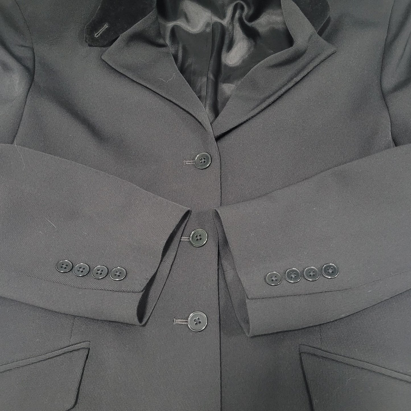 Lauren Ralph Lauren Black Wool Blend Velvet Collar Notch Blazer Suit Jacket 14P