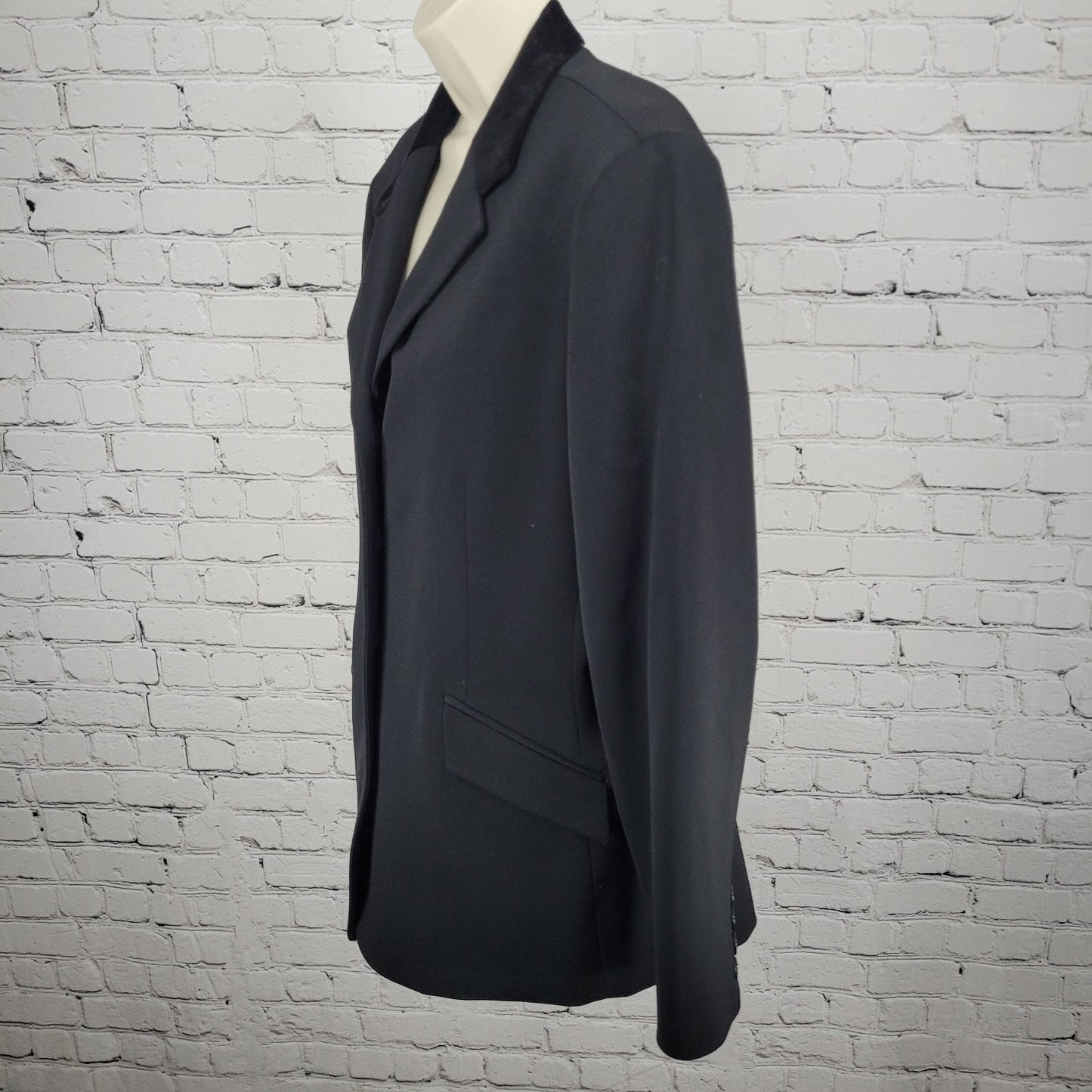 Lauren Ralph Lauren Black Wool Blend Velvet Collar Notch Blazer Suit Jacket 14P