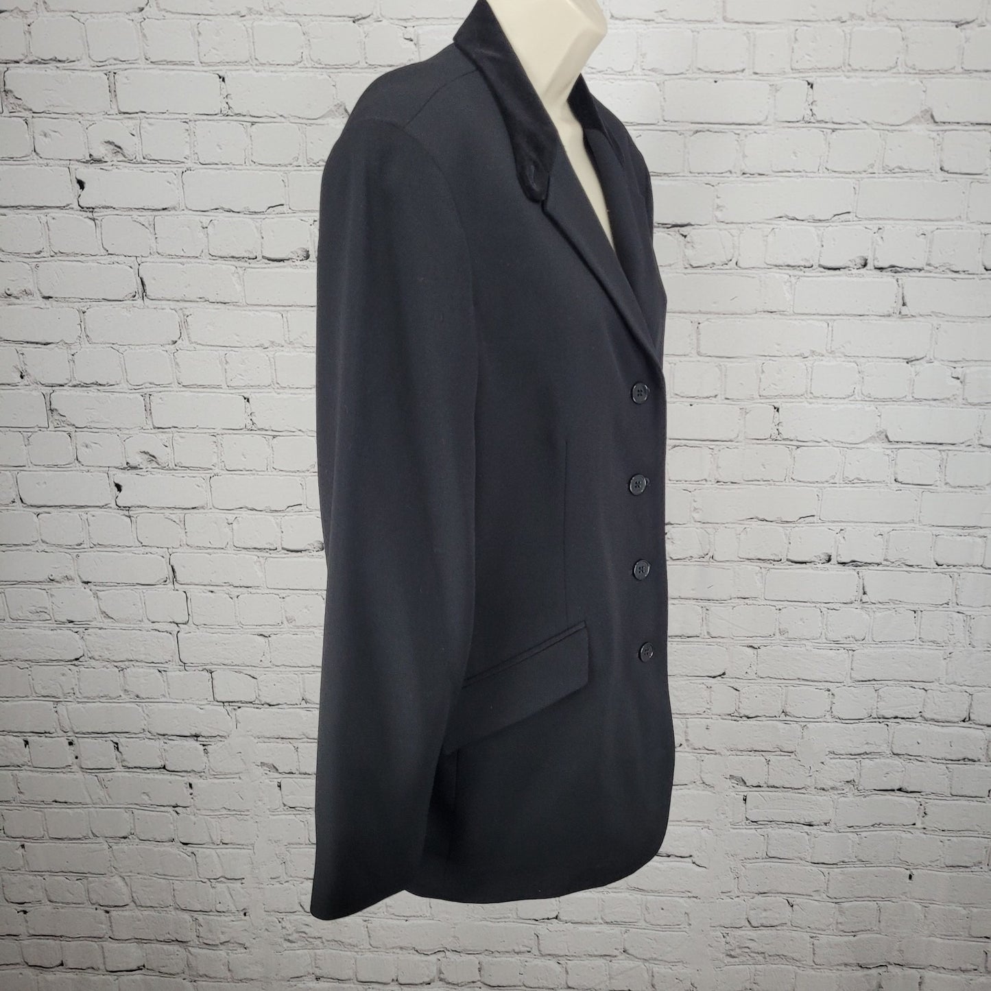 Lauren Ralph Lauren Black Wool Blend Velvet Collar Notch Blazer Suit Jacket 14P