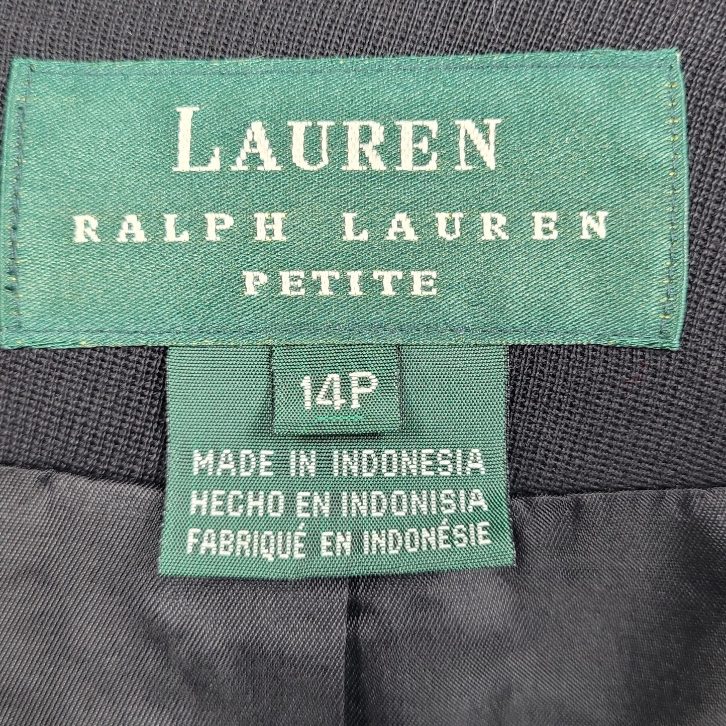 Lauren Ralph Lauren Black Wool Blend Velvet Collar Notch Blazer Suit Jacket 14P