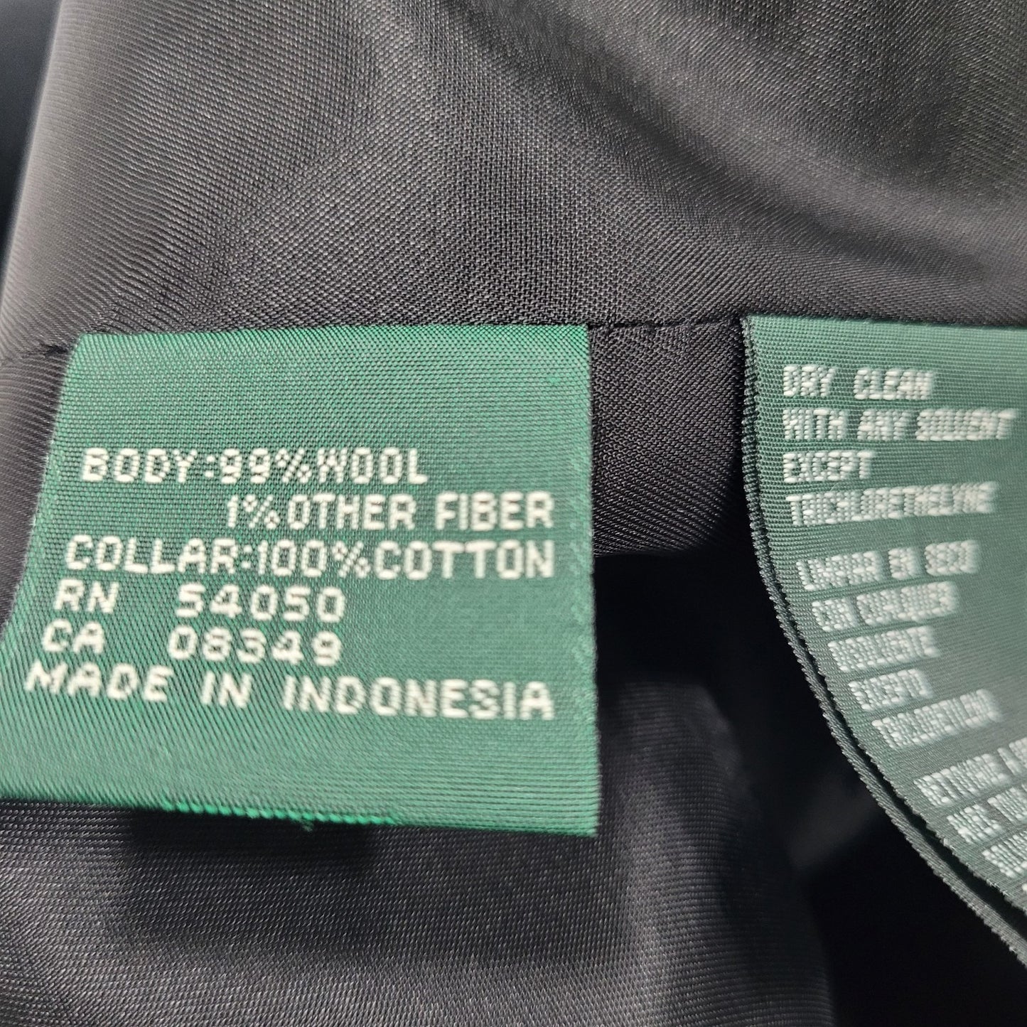 Lauren Ralph Lauren Black Wool Blend Velvet Collar Notch Blazer Suit Jacket 14P