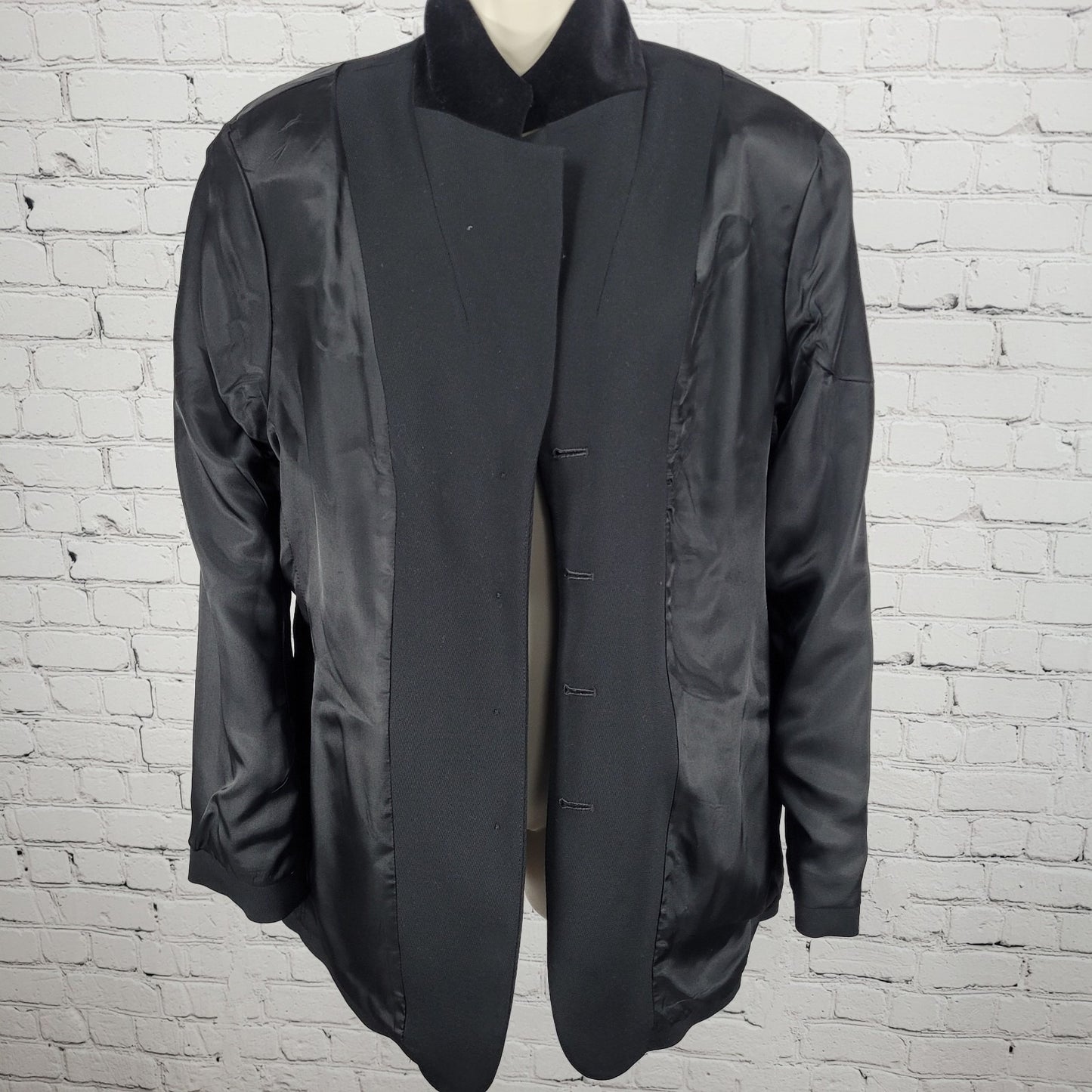 Lauren Ralph Lauren Black Wool Blend Velvet Collar Notch Blazer Suit Jacket 14P