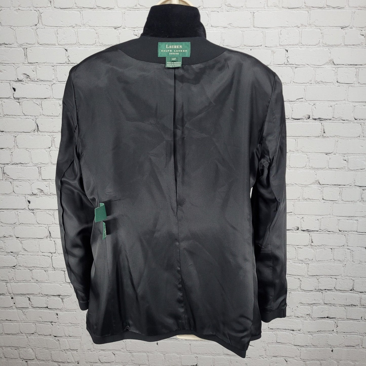 Lauren Ralph Lauren Black Wool Blend Velvet Collar Notch Blazer Suit Jacket 14P