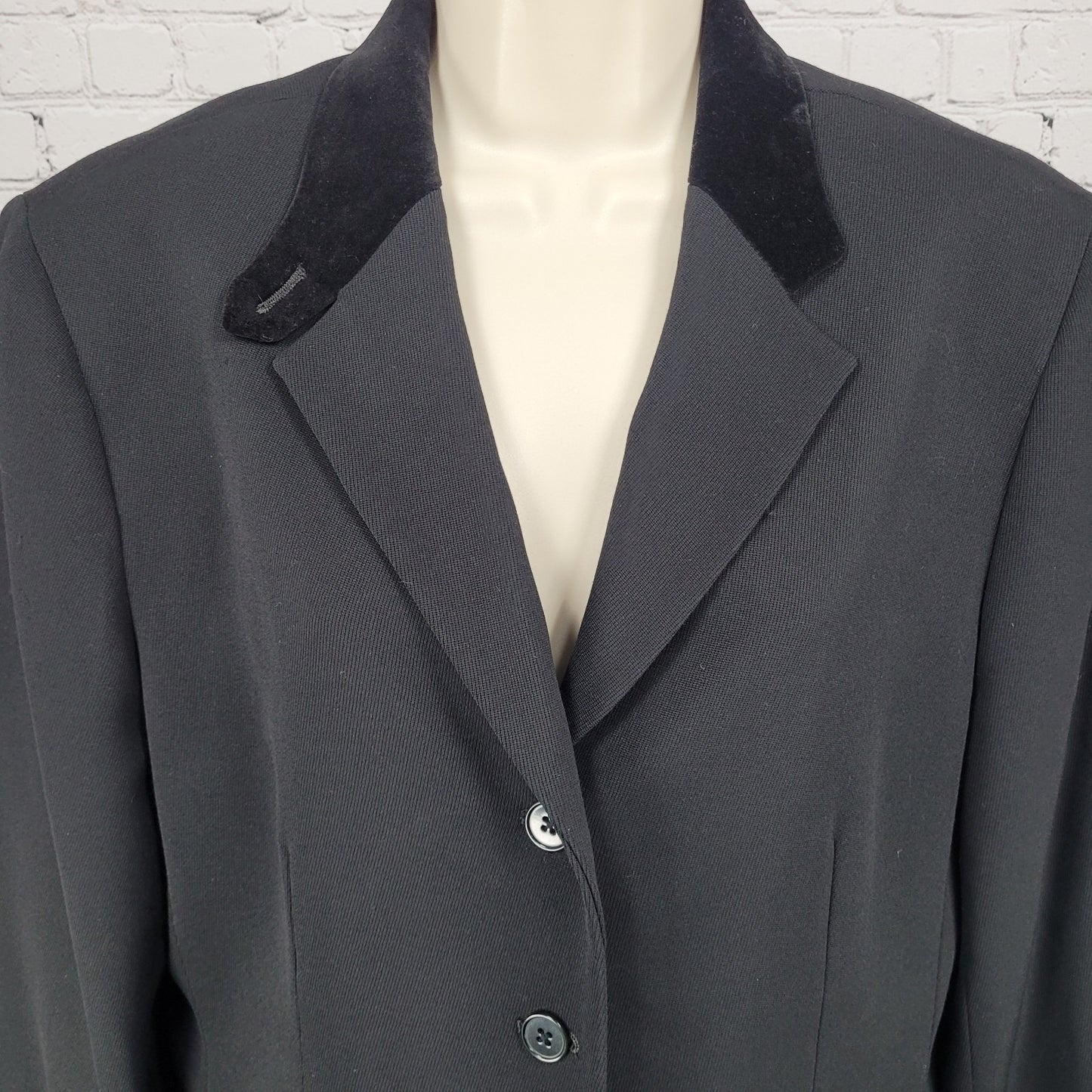 Lauren Ralph Lauren Black Wool Blend Velvet Collar Notch Blazer Suit Jacket 14P