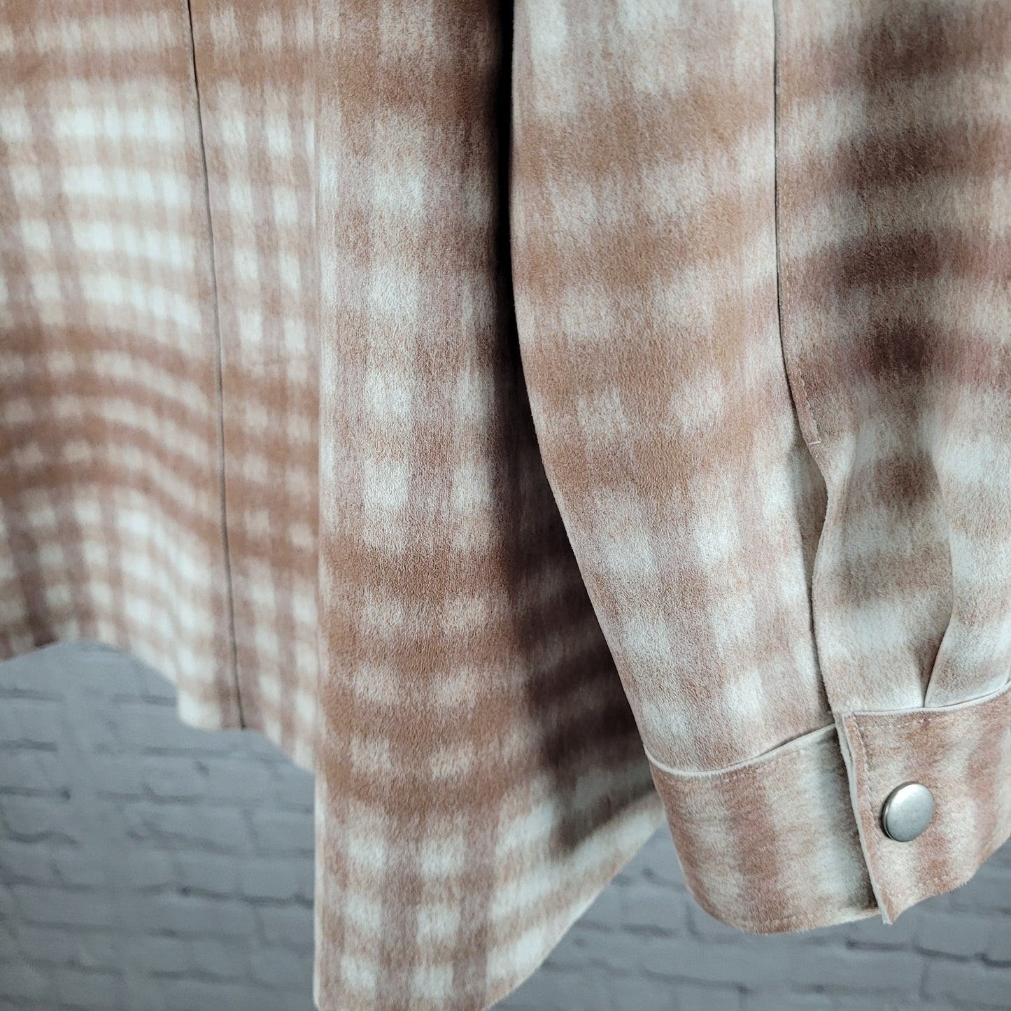 Zara Tan Check Oversized Boxy Snap Up Shacket Lightweight Jacket Size Medium M