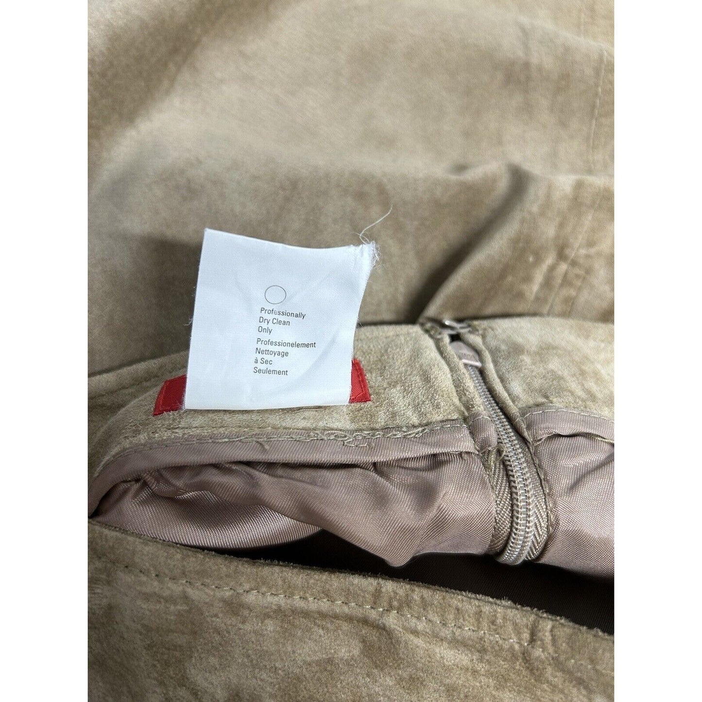 ESPRIT Brown Leather Suede Front Slit Pencil Straight Mini Short Skirt Women 3/4