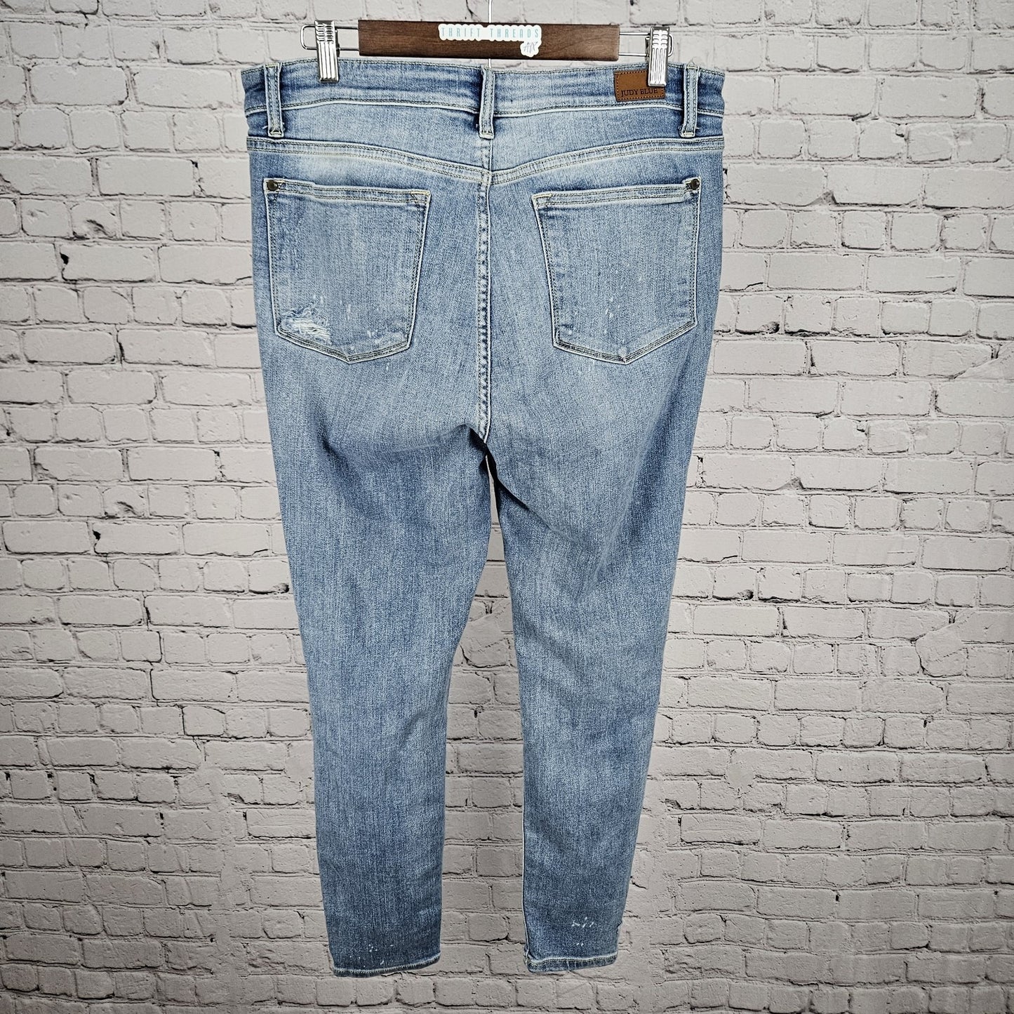 Judy Blue Denim Distressed Skinny Fit Light Wash High Rise Jeans 13/31 (32x28)