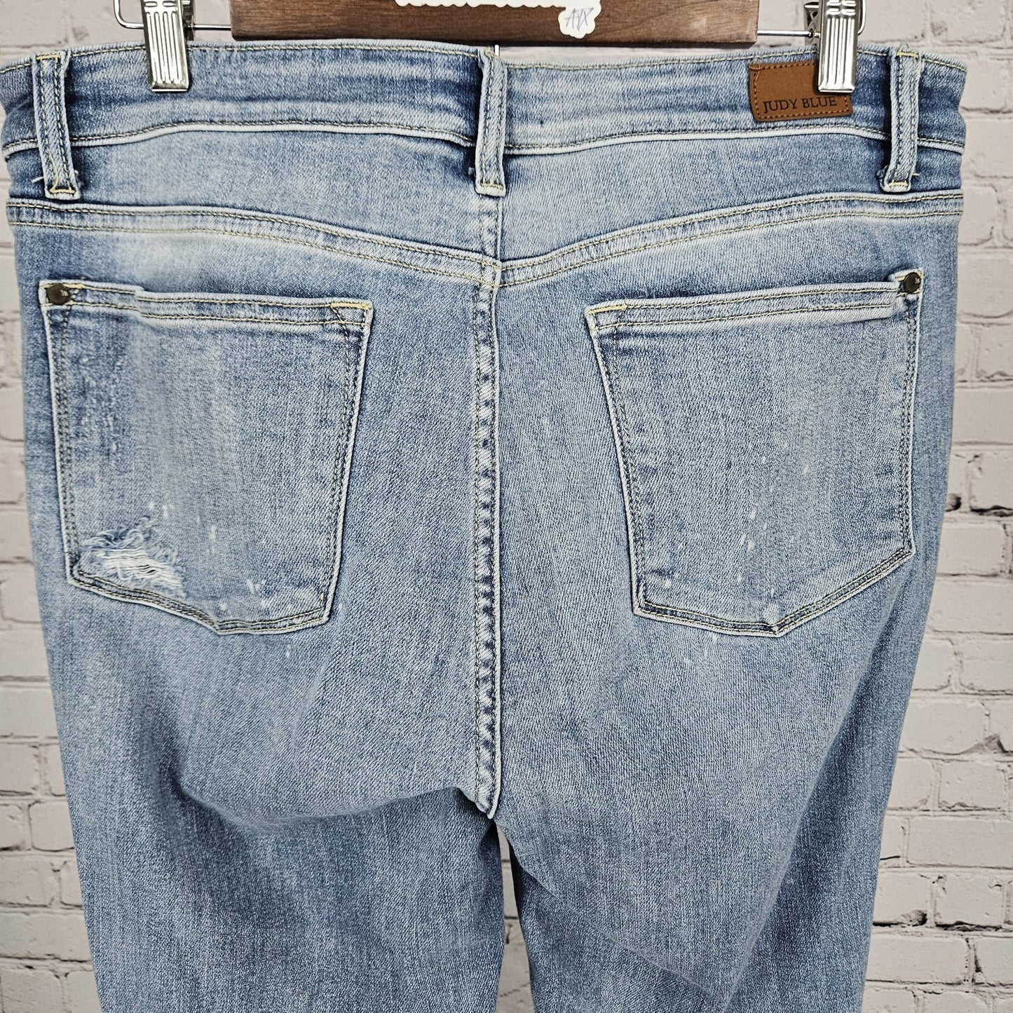 Judy Blue Denim Distressed Skinny Fit Light Wash High Rise Jeans 13/31 (32x28)
