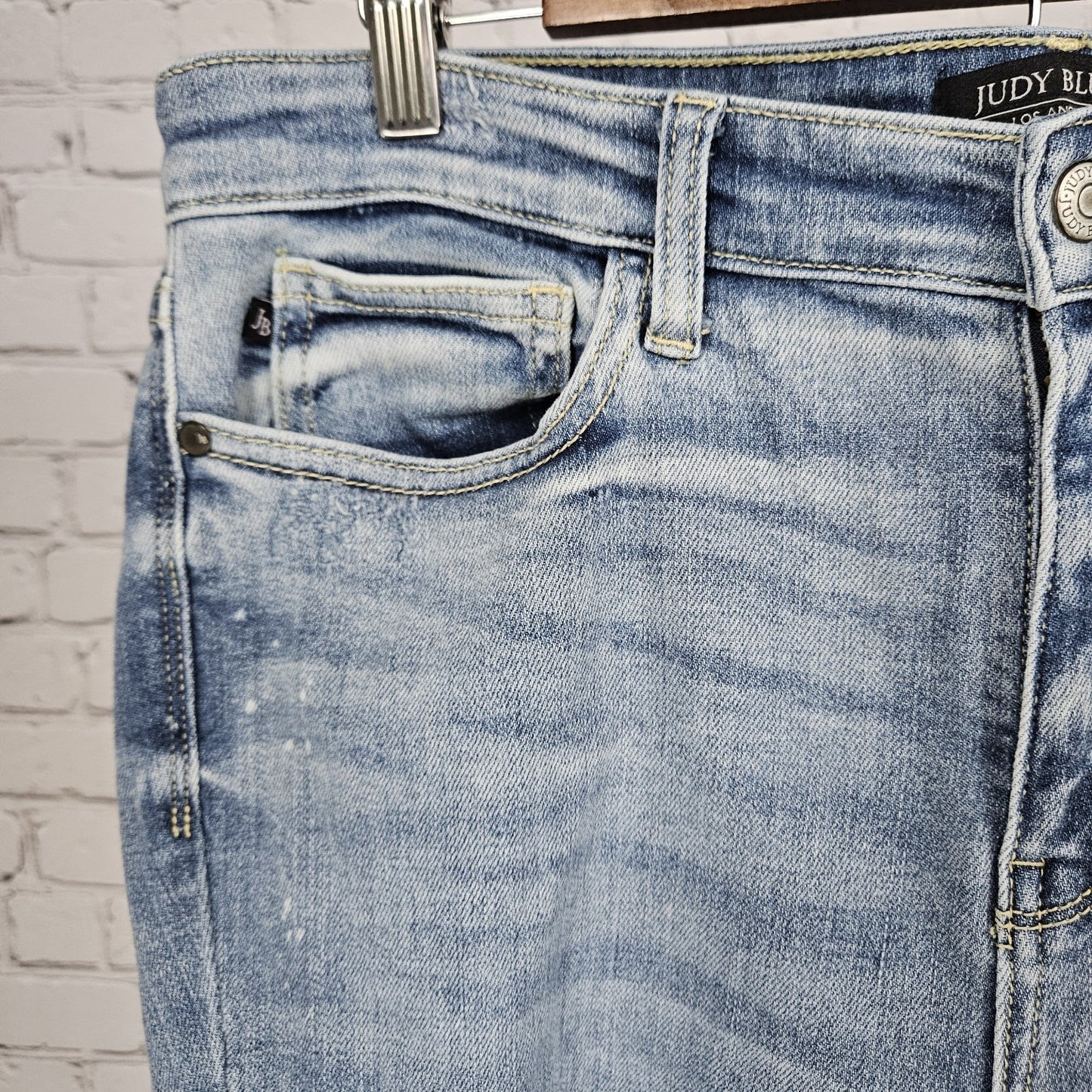 Judy Blue Denim Distressed Skinny Fit Light Wash High Rise Jeans 13/31 (32x28)