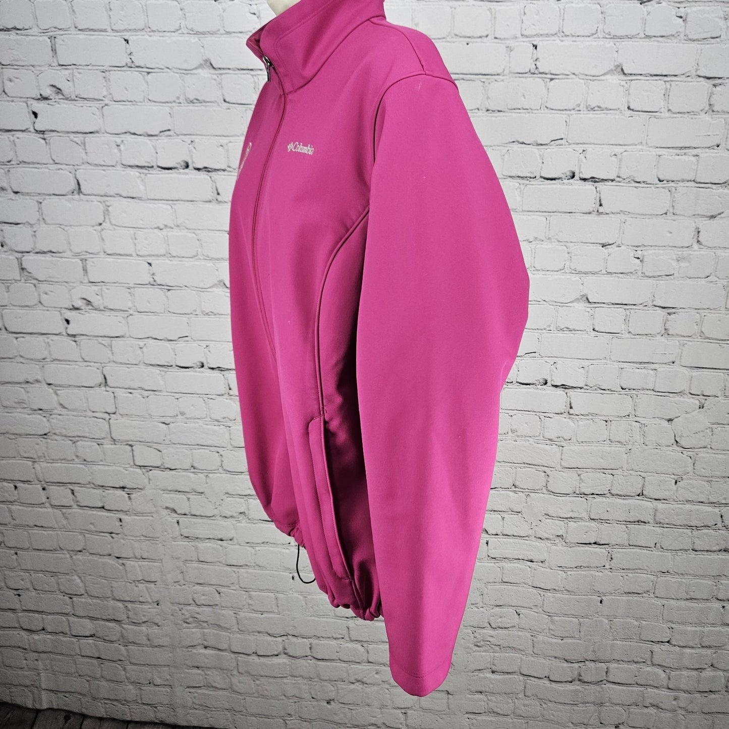 Columbia Pink Breast Cancer Logo Fleece Lined Full Zip Soft Shell Rain Jacket 1X