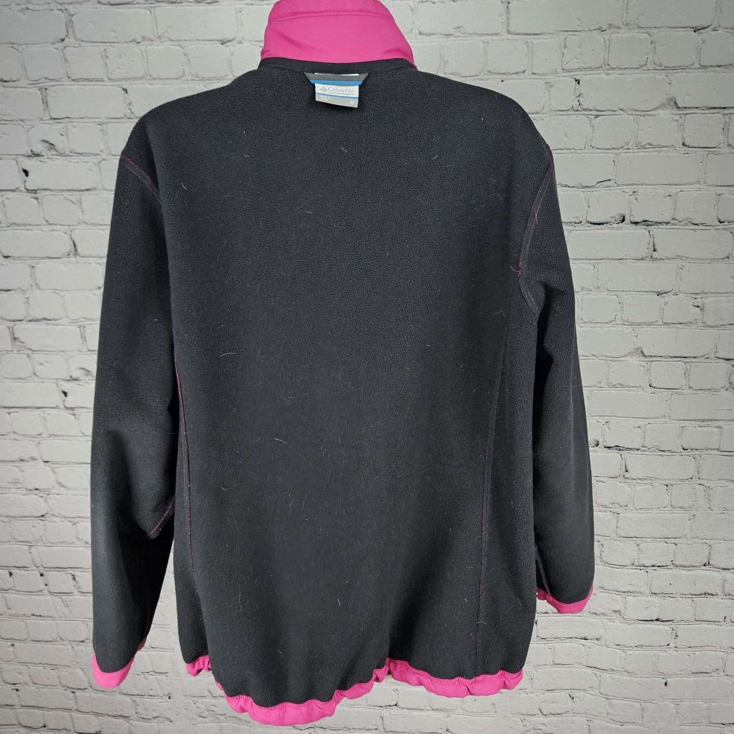 Columbia Pink Breast Cancer Logo Fleece Lined Full Zip Soft Shell Rain Jacket 1X