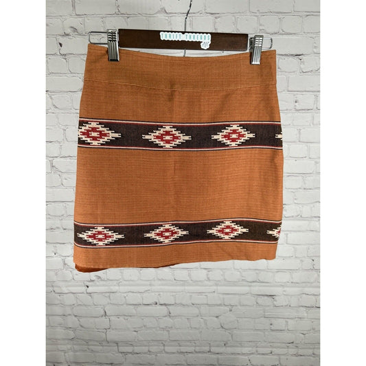 Pearl Southern Couture Burnt Orange Woven The Navajo Skirt A66 Pencil Skirt S