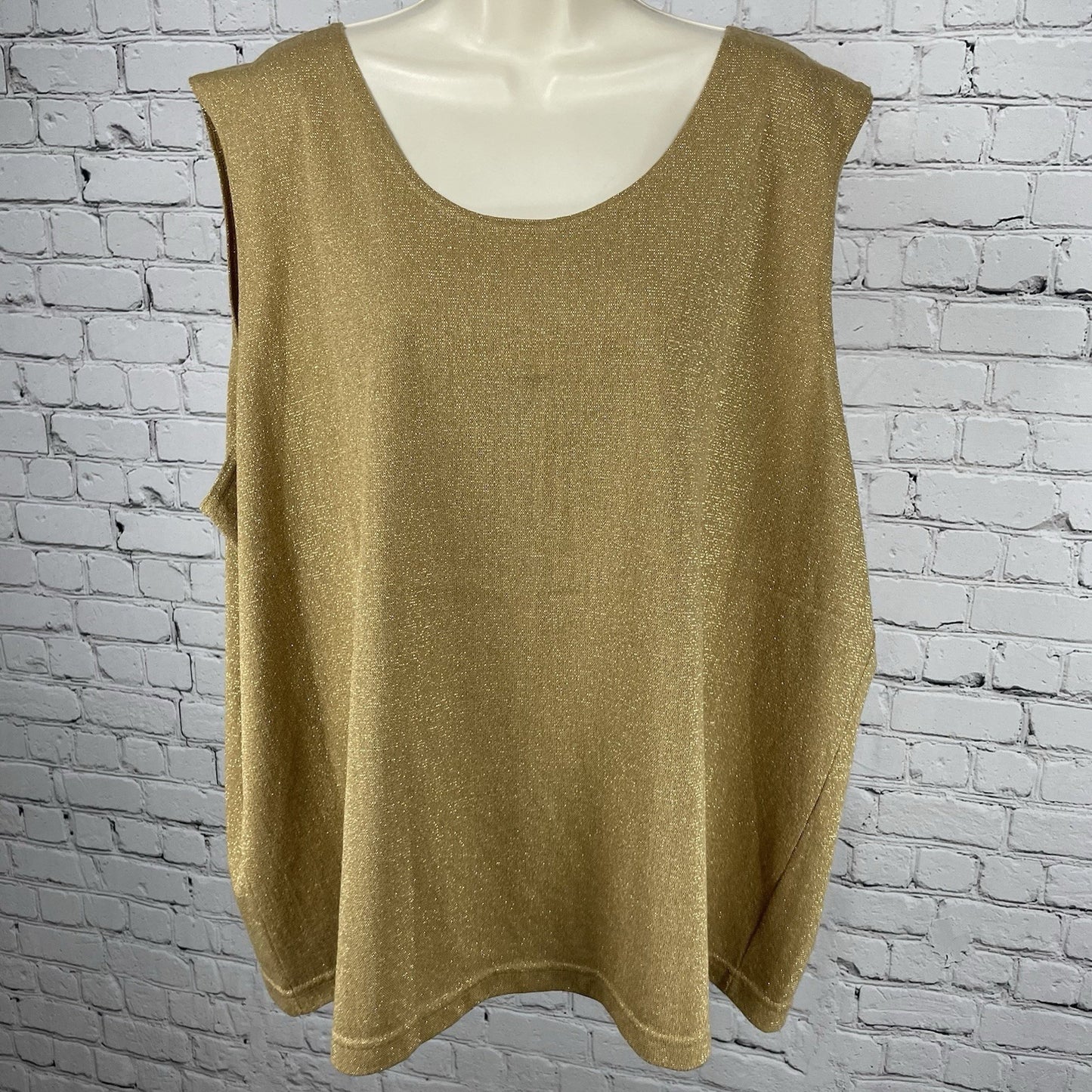 VTG Michael Edwards Tan Gold Metallic Sleeveless Tank Top USA Made Size 3X