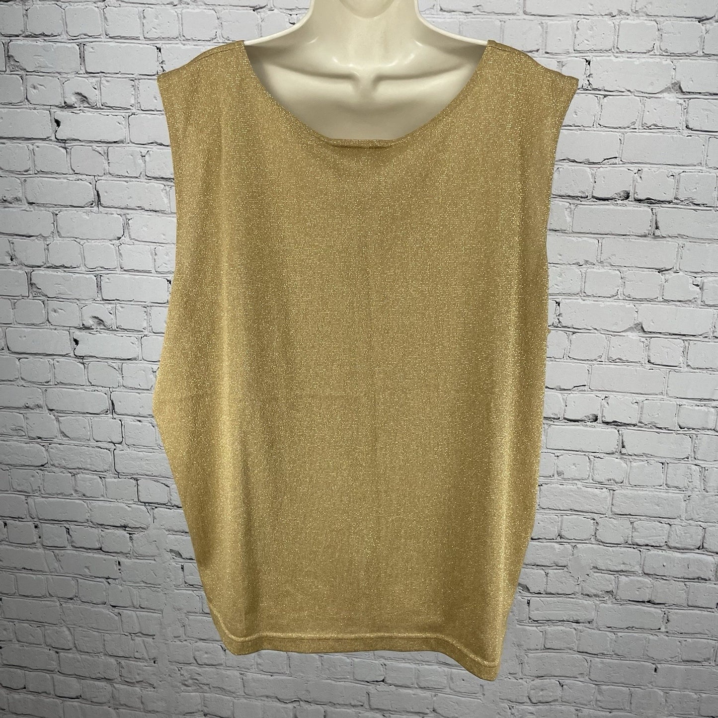 VTG Michael Edwards Tan Gold Metallic Sleeveless Tank Top USA Made Size 3X