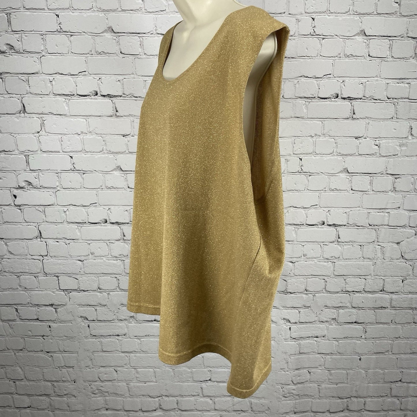 VTG Michael Edwards Tan Gold Metallic Sleeveless Tank Top USA Made Size 3X