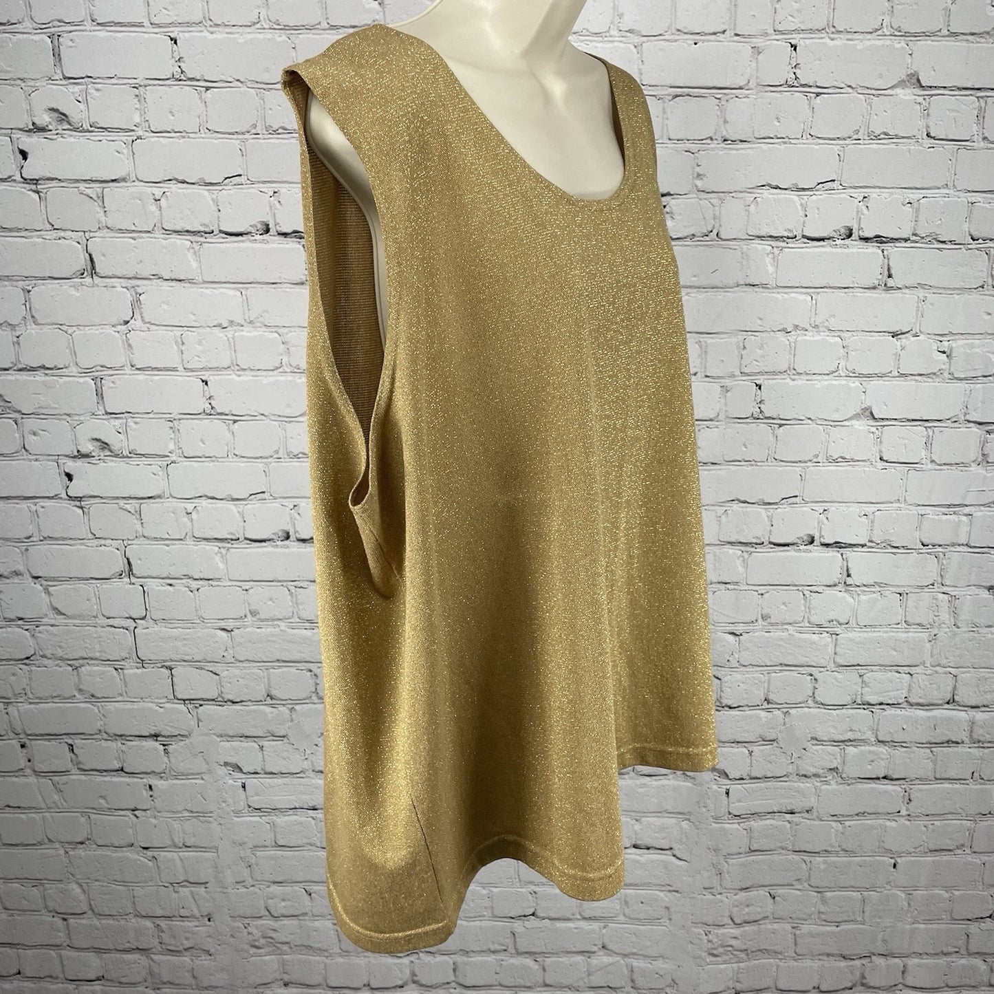VTG Michael Edwards Tan Gold Metallic Sleeveless Tank Top USA Made Size 3X