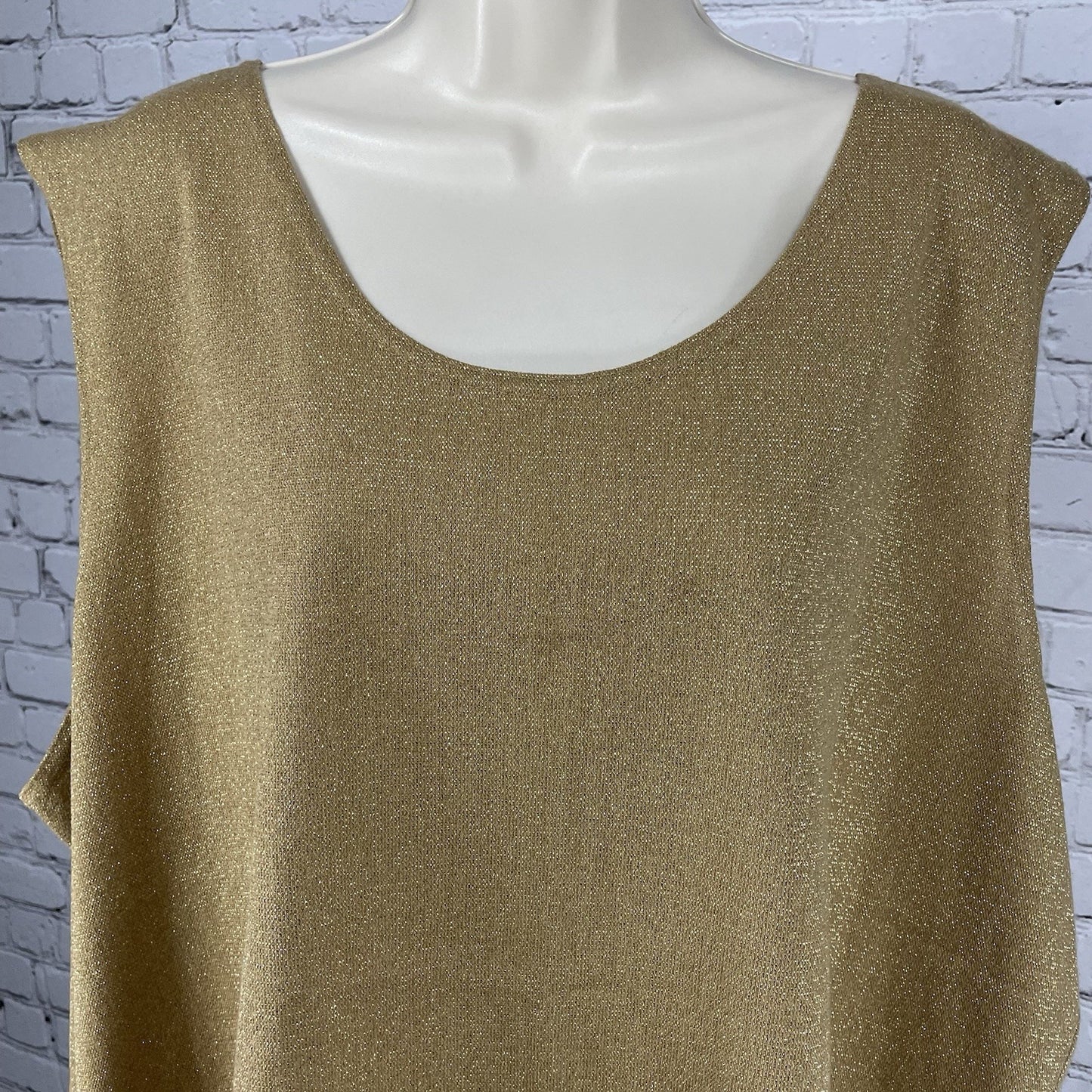 VTG Michael Edwards Tan Gold Metallic Sleeveless Tank Top USA Made Size 3X