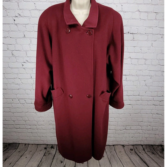 VTG Larry Levine Purple Red Double Breasted Pea Coat Long Jacket USA Union 12