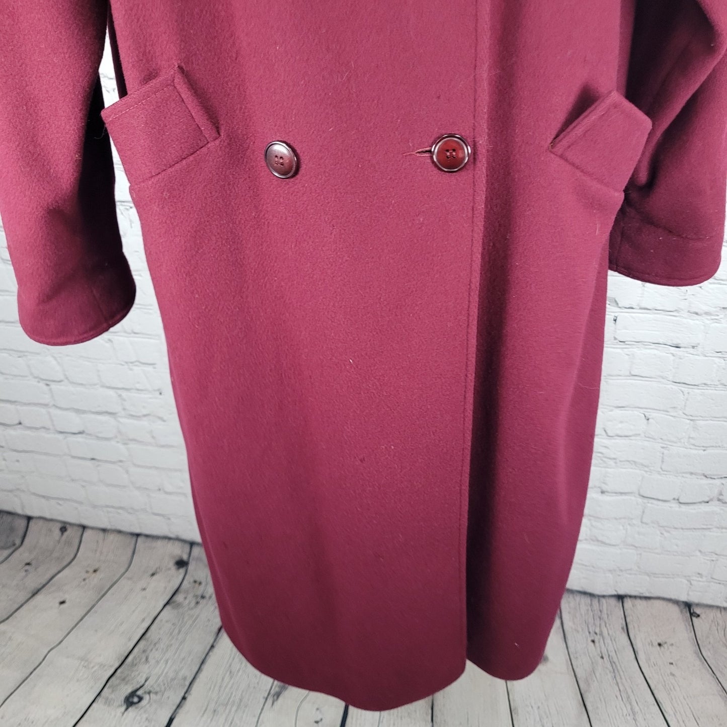 VTG Larry Levine Purple Red Double Breasted Pea Coat Long Jacket USA Union 12