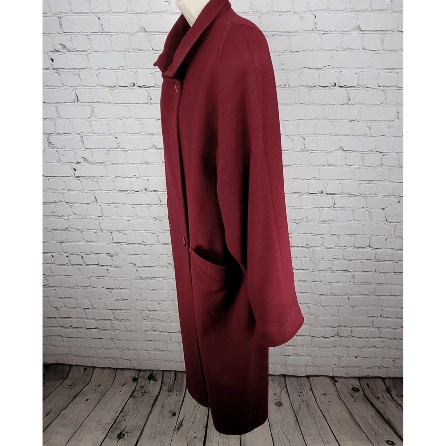 VTG Larry Levine Purple Red Double Breasted Pea Coat Long Jacket USA Union 12