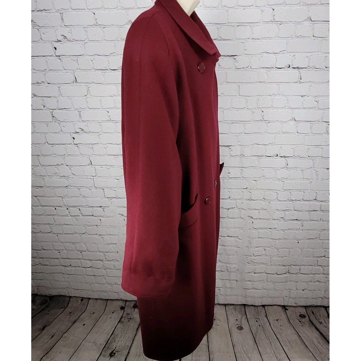 VTG Larry Levine Purple Red Double Breasted Pea Coat Long Jacket USA Union 12